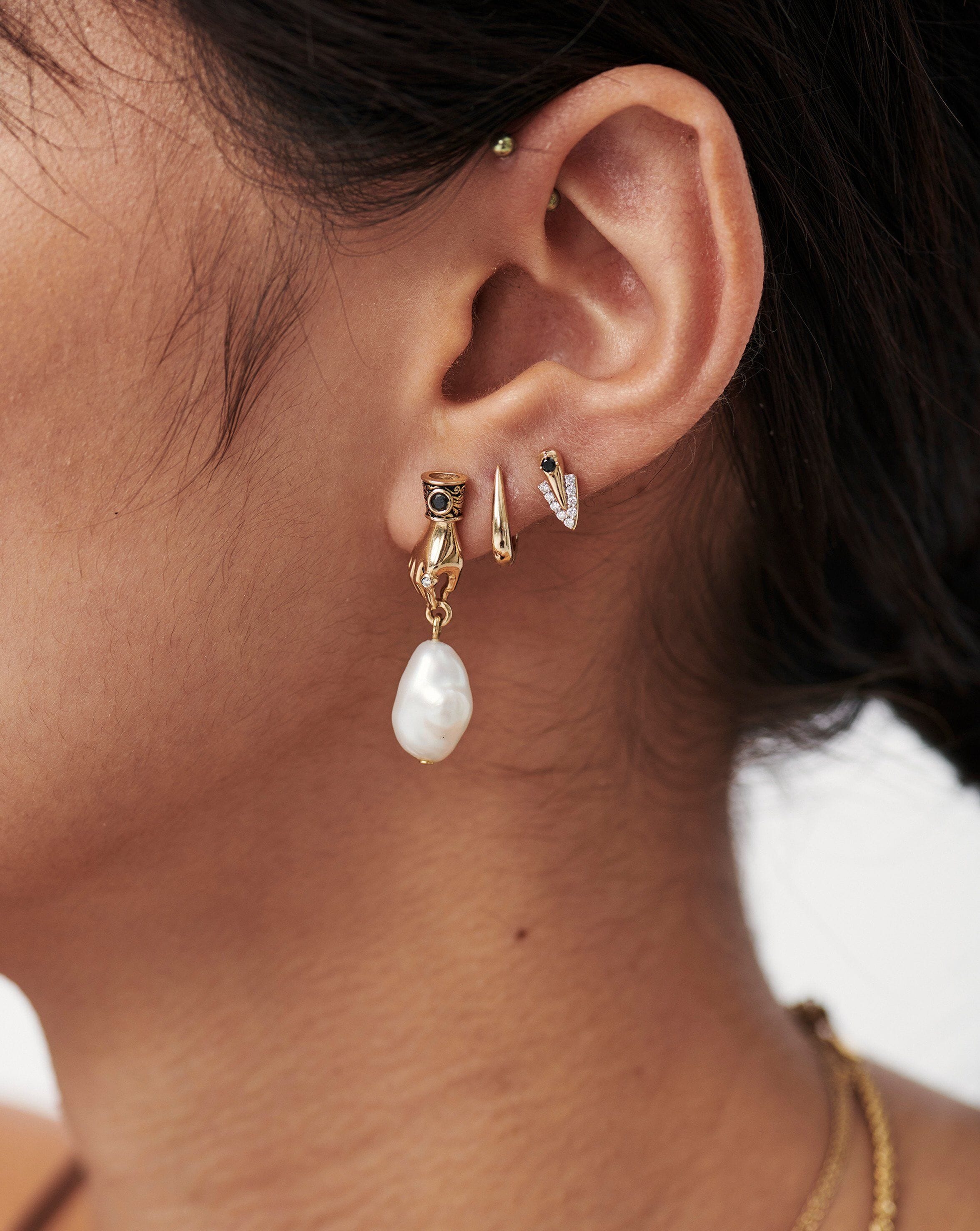 Harris Reed Fine Handpicked Drop Earrings | 14ct Solid Gold/Pearl & Blue Sapphire Earrings Missoma 