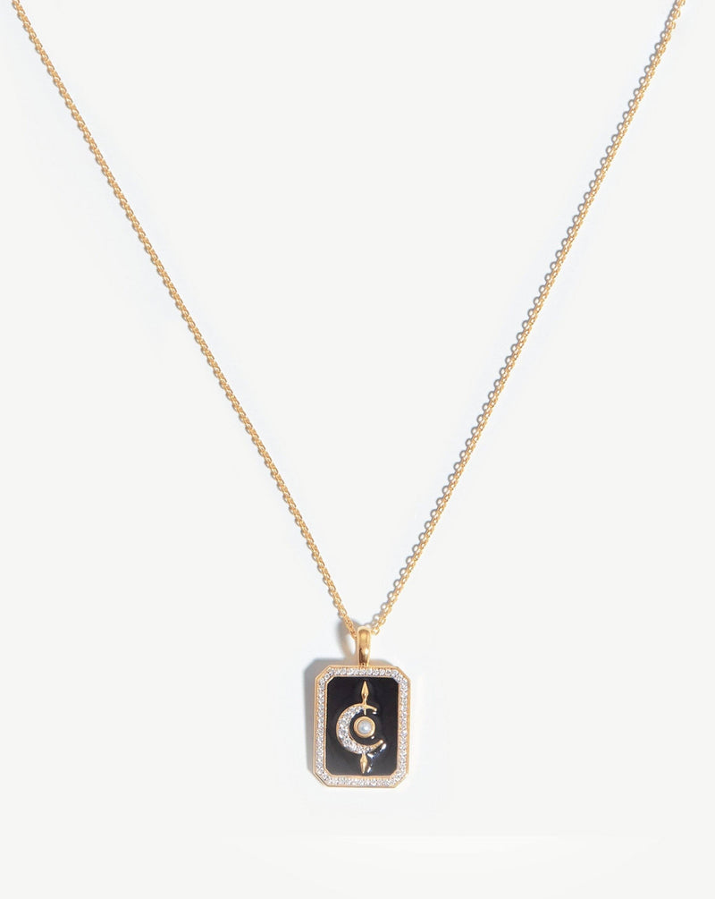 Harris Reed Fine Lunar Necklace 14ct Solid Gold/Pearl & Diamond Missoma