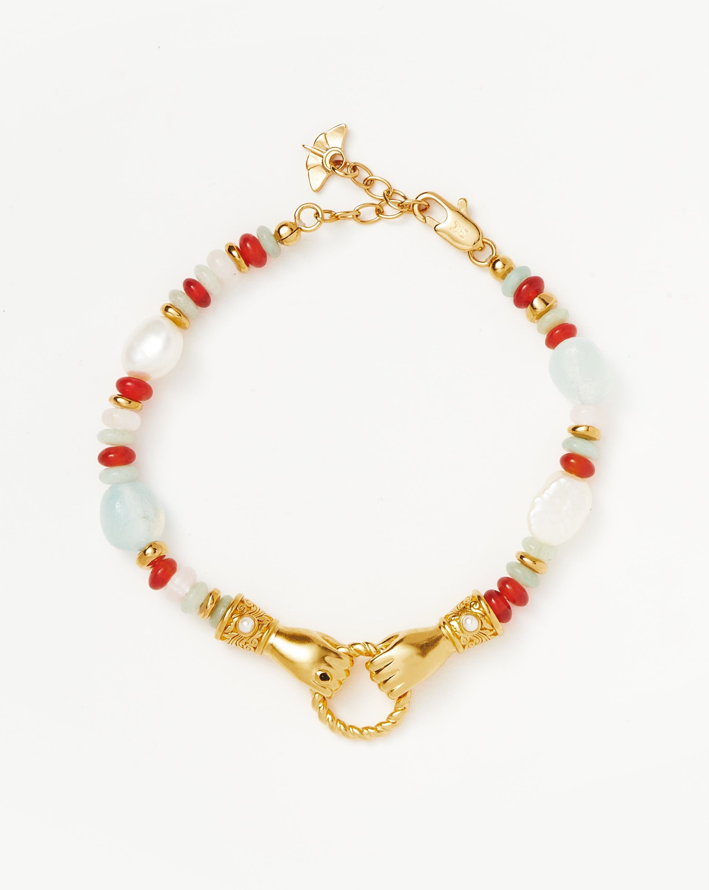 Harris Reed In Good Hands Beaded Gemstone Bracelet | 18ct Gold Plated/Multi Gemstone & Pearl Bracelets Missoma 