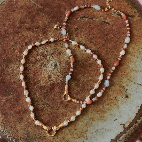 Harris Reed In Good Hands Beaded Gemstone Necklace | 18ct Gold Plated/Multi Gemstone & Pearl Necklaces Missoma 