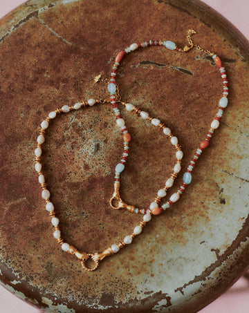 Harris Reed In Good Hands Beaded Gemstone Necklace | 18ct Gold Plated/Multi Gemstone & Pearl Necklaces Missoma 