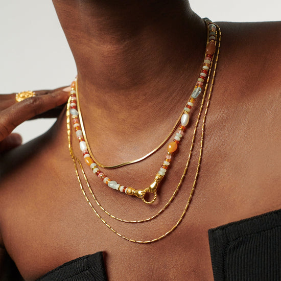 Harris Reed In Good Hands Beaded Gemstone Necklace | 18ct Gold Plated/Multi Gemstone & Pearl Necklaces Missoma 