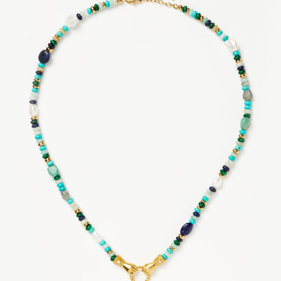 Harris Reed In Good Hands Beaded Gemstone Necklace | 18ct Gold Plated/Turquoise, Lapis & Pearl Necklaces Missoma 