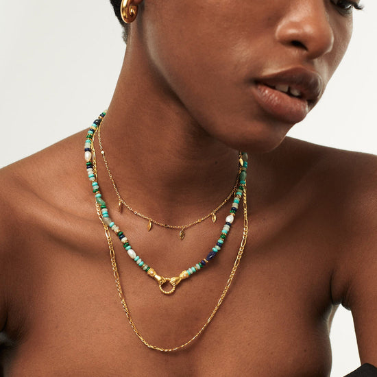 Harris Reed In Good Hands Beaded Gemstone Necklace | 18ct Gold Plated/Turquoise, Lapis & Pearl Necklaces Missoma 