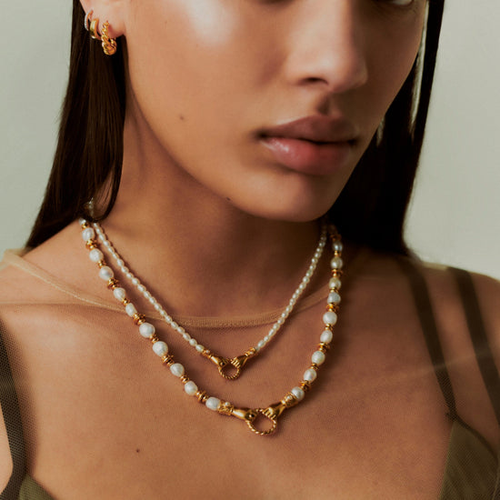 Harris Reed In Good Hands Chunky Beaded Gemstone Necklace | 18ct Gold Plated/Pearl Necklaces Missoma 
