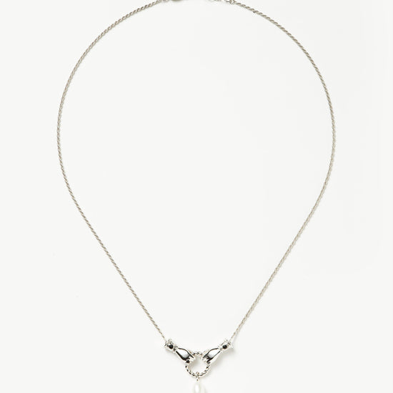 Harris Reed In Good Hands Drop Pendant Necklace | Silver Plated/Pearl & Black Onyx Necklaces Missoma Silver Plated/Pearl & Black Onyx 