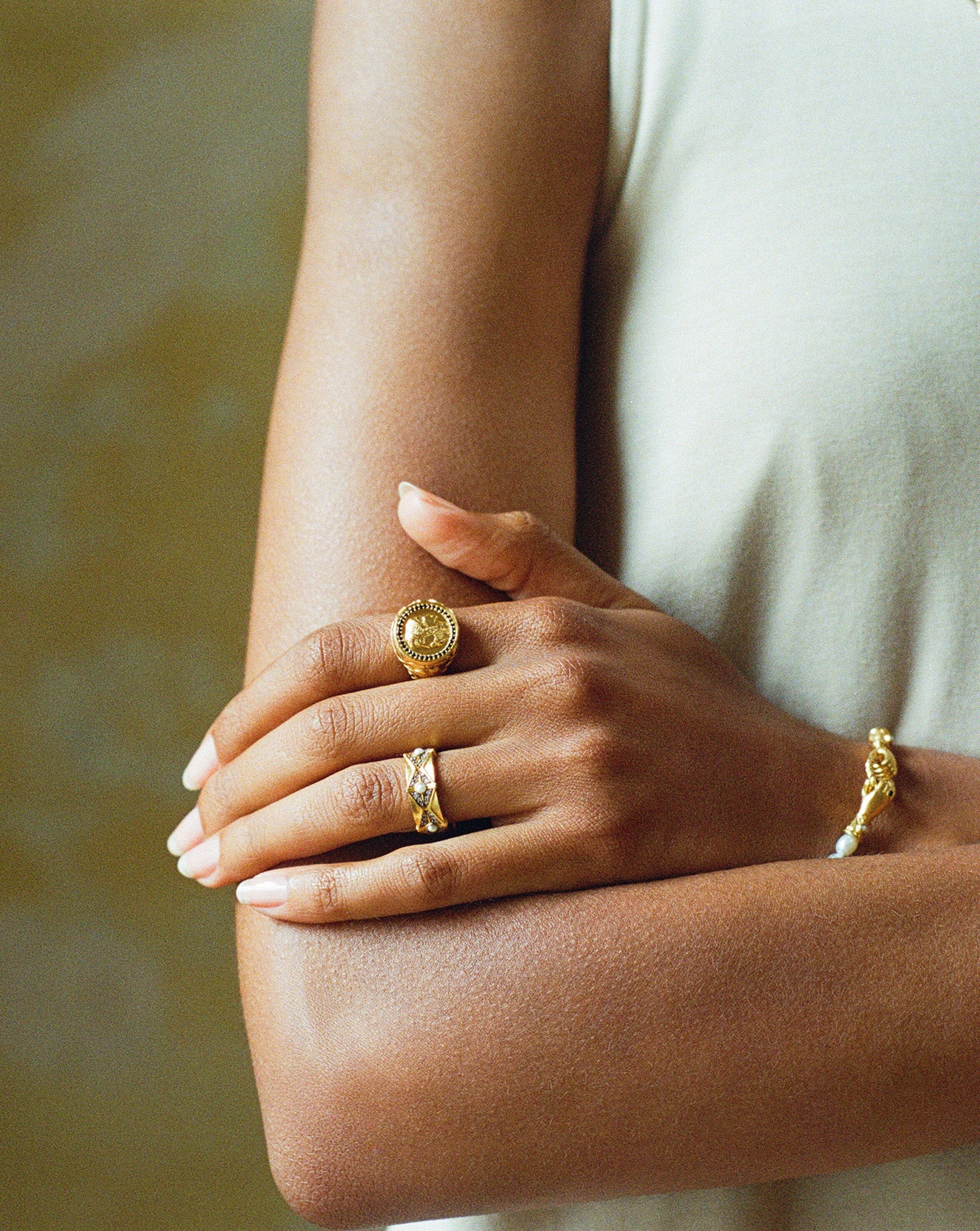 Harris Reed Jewel in the Crown Pearl Ring | 18ct Gold Plated Vermeil/Pearl Rings Missoma 