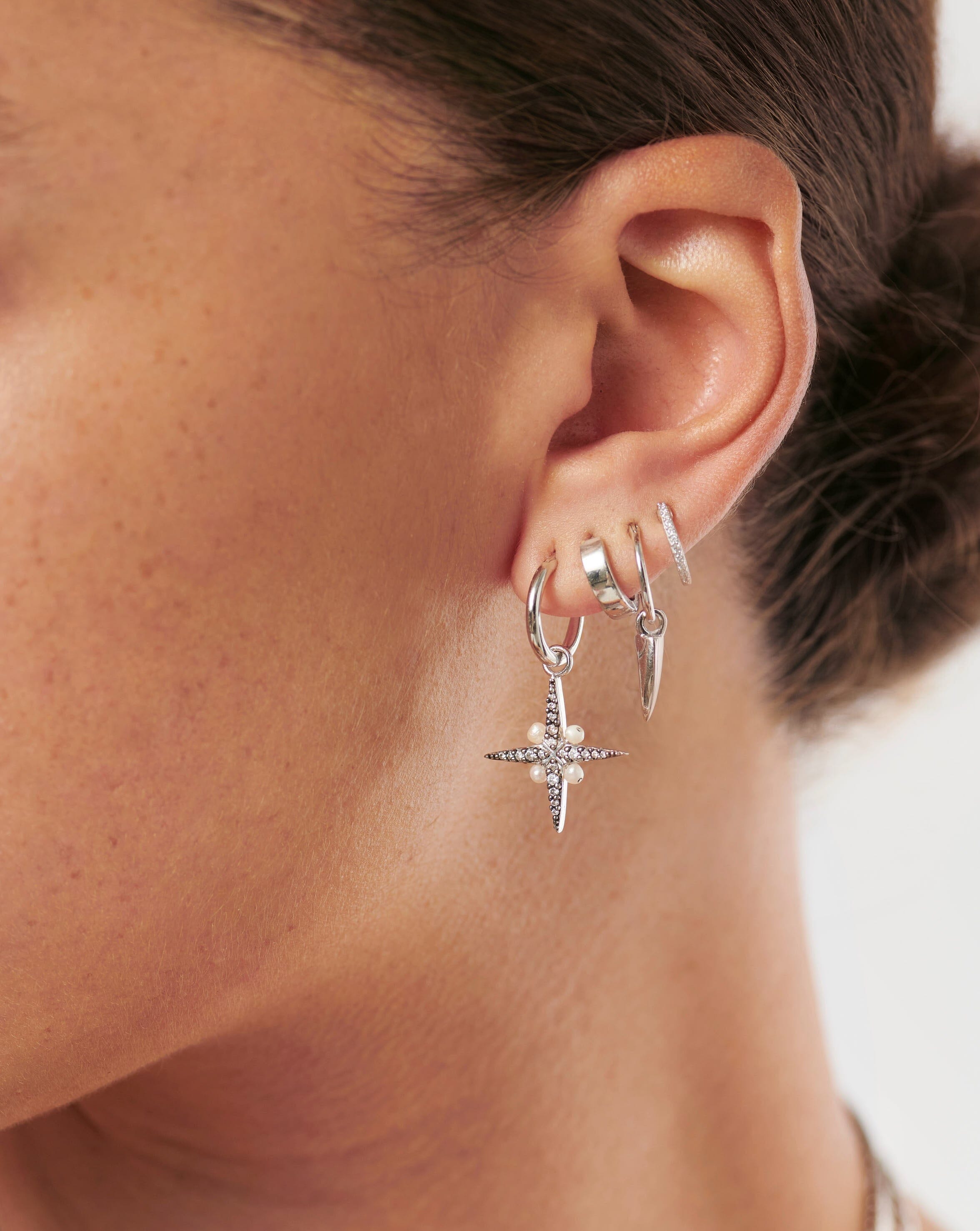 Harris Reed North Star Pearl Hoop Earrings | Sterling Silver/Pearl Earrings Missoma 