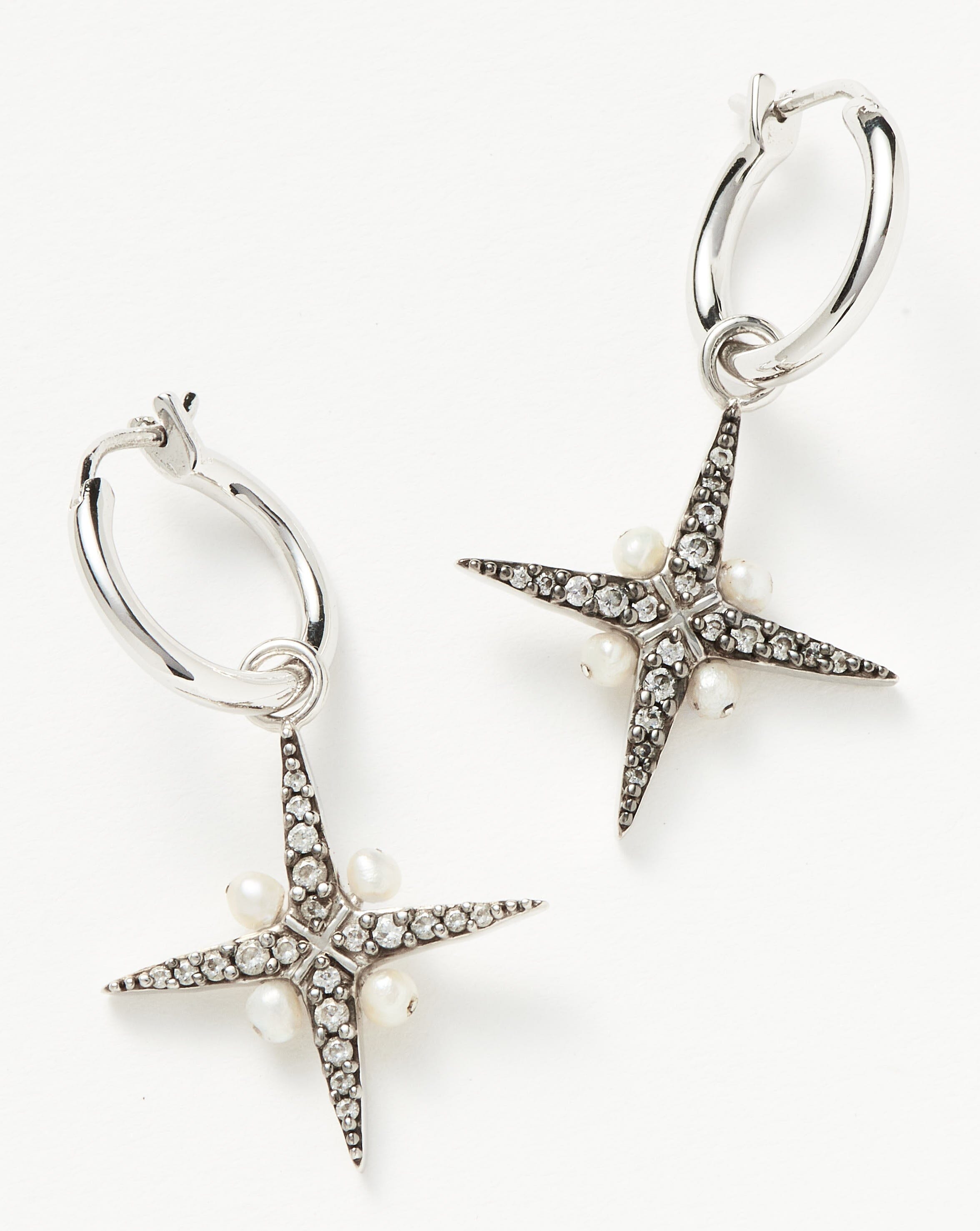 Harris Reed North Star Pearl Hoop Earrings | Sterling Silver/Pearl Earrings Missoma 
