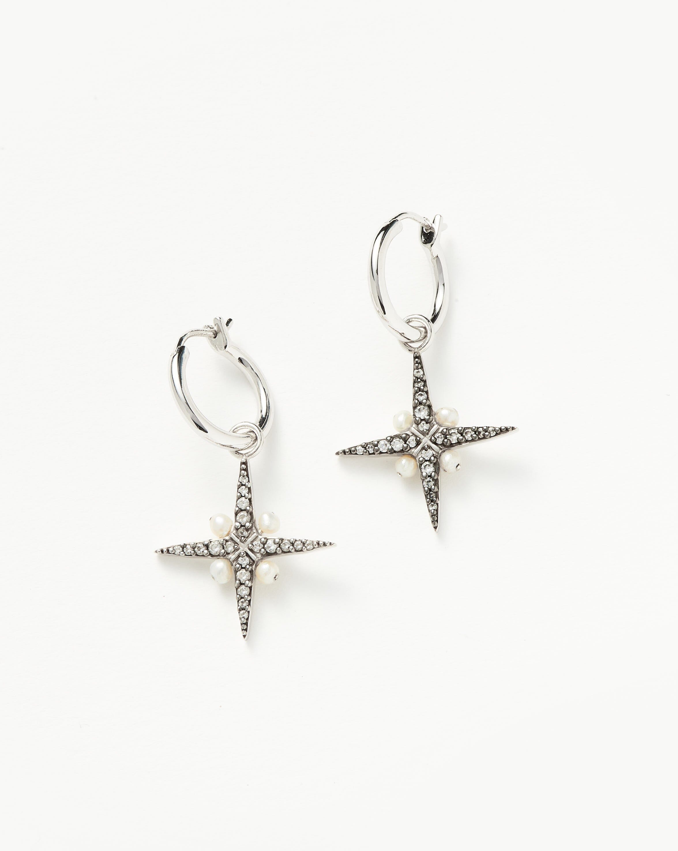 Harris Reed North Star Pearl Hoop Earrings | Sterling Silver/Pearl Earrings Missoma Sterling Silver/Pearl 