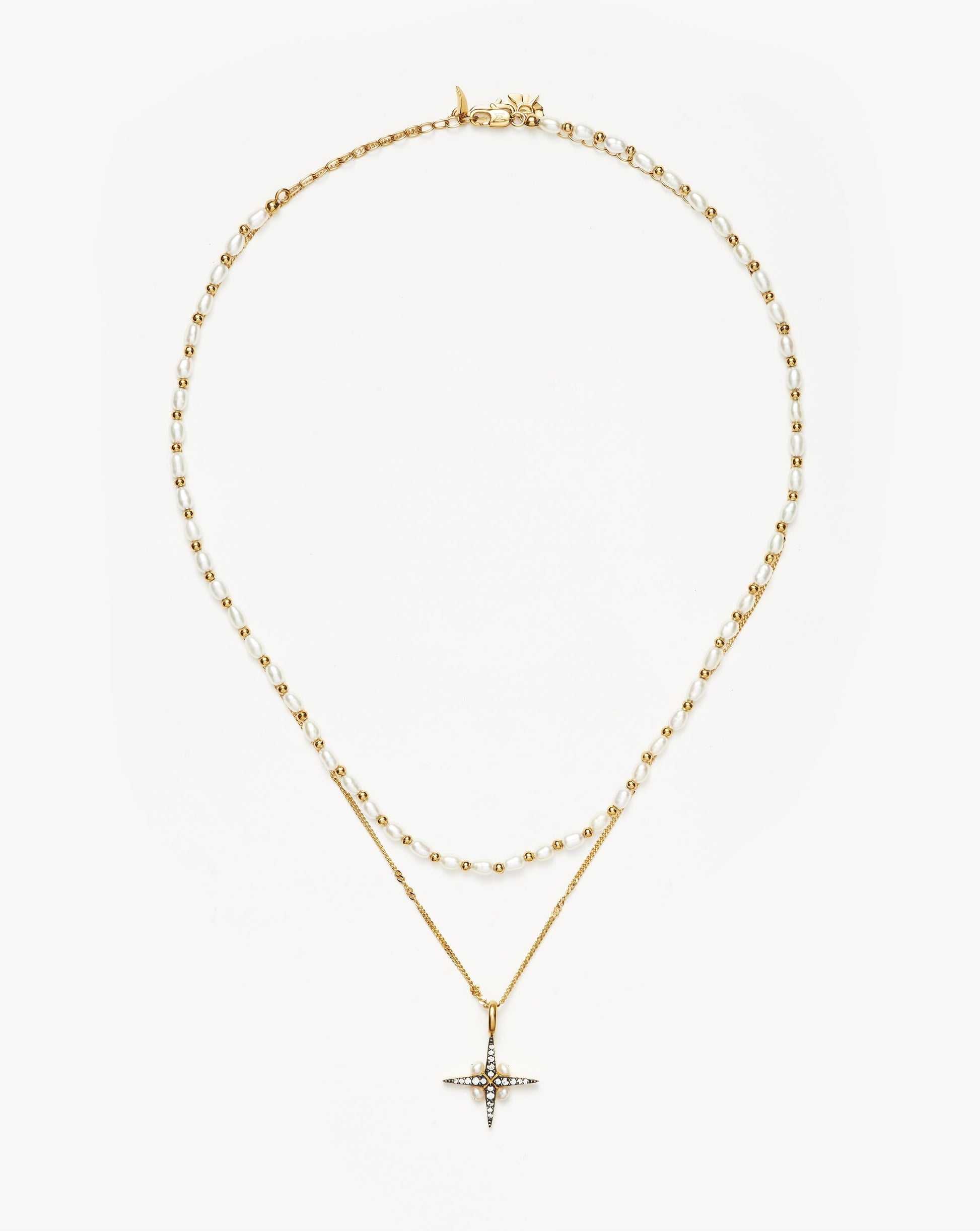 Harris Reed North Star Pearl Necklace Set | 18ct Gold Plated Vermeil/Pearl Layering Sets Missoma 