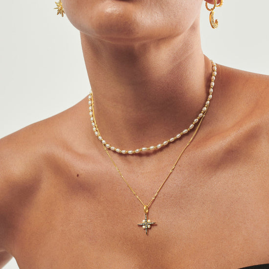 Harris Reed North Star Pearl Necklace Set | 18ct Gold Plated Vermeil/Pearl Layering Sets Missoma 