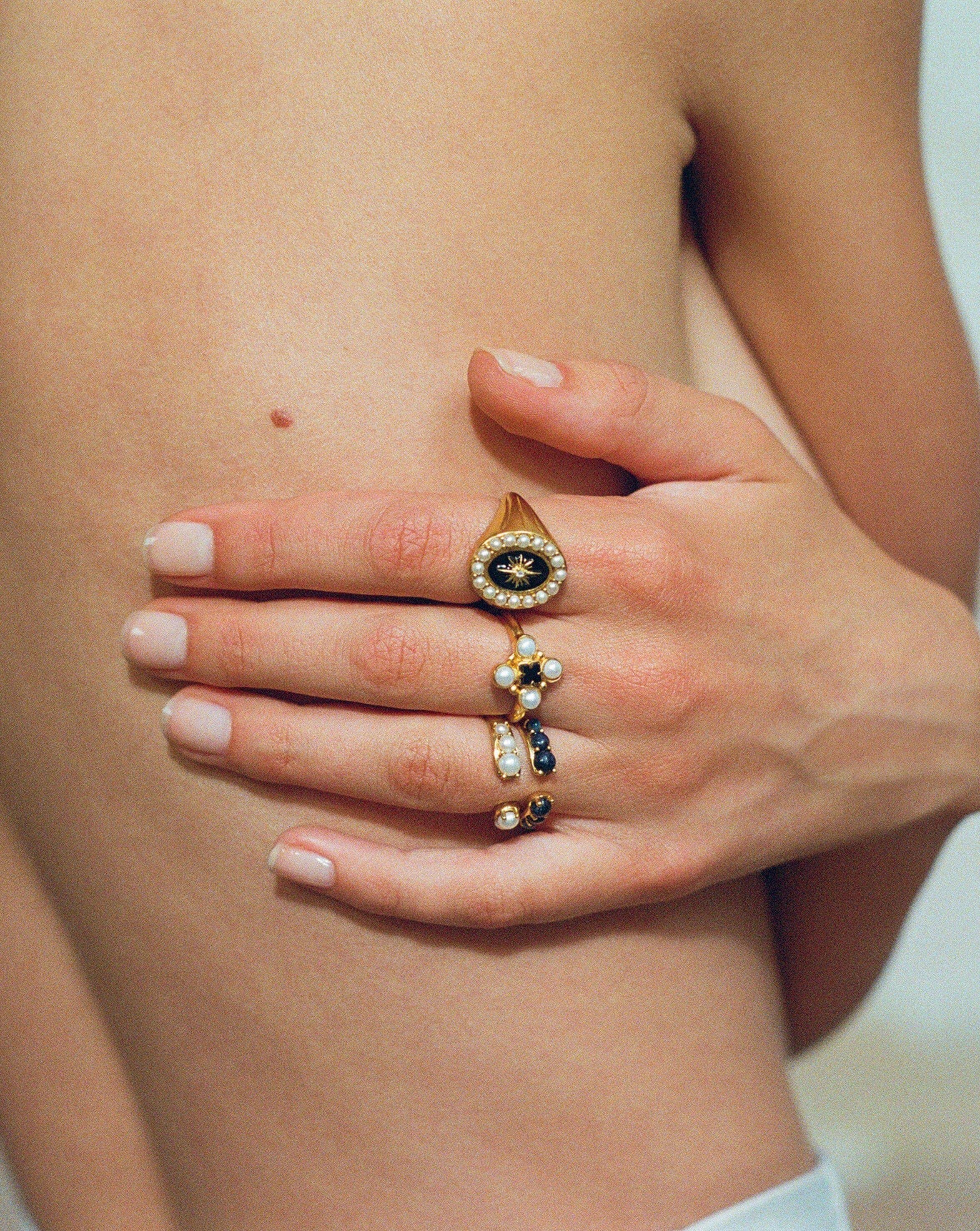 Harris Reed Openness Ring | 18ct Gold Plated Vermeil/Black Onyx Rings Missoma 