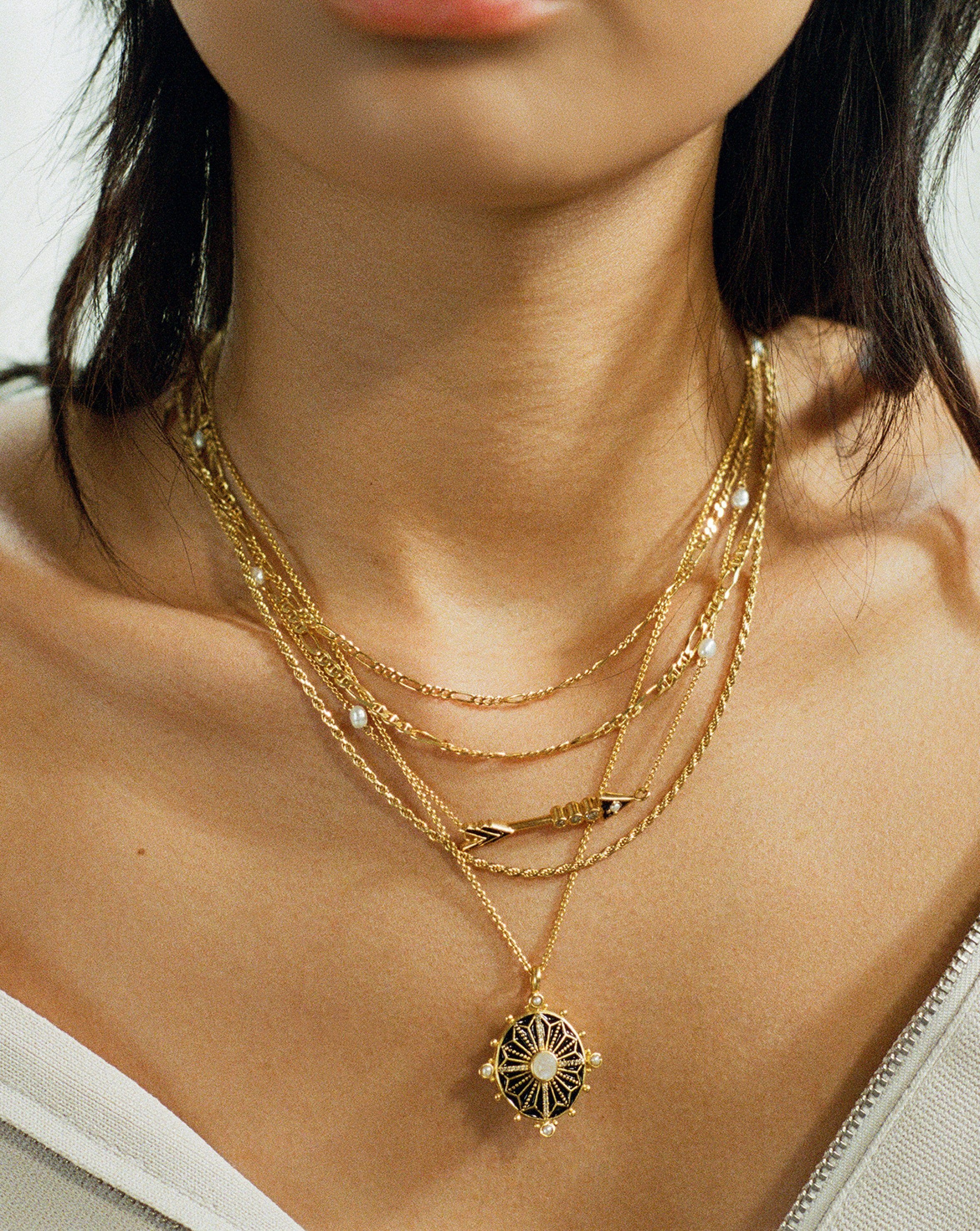 Harris Reed Ornate Locket Necklace | 18ct Gold Plated/Pearl & Rainbow Moonstone Necklaces Missoma 