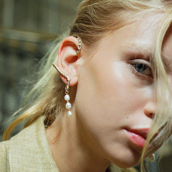 Harris Reed Pearl Serpent Ear Cuff | 18ct Gold Plated/Pearl Earrings Missoma 