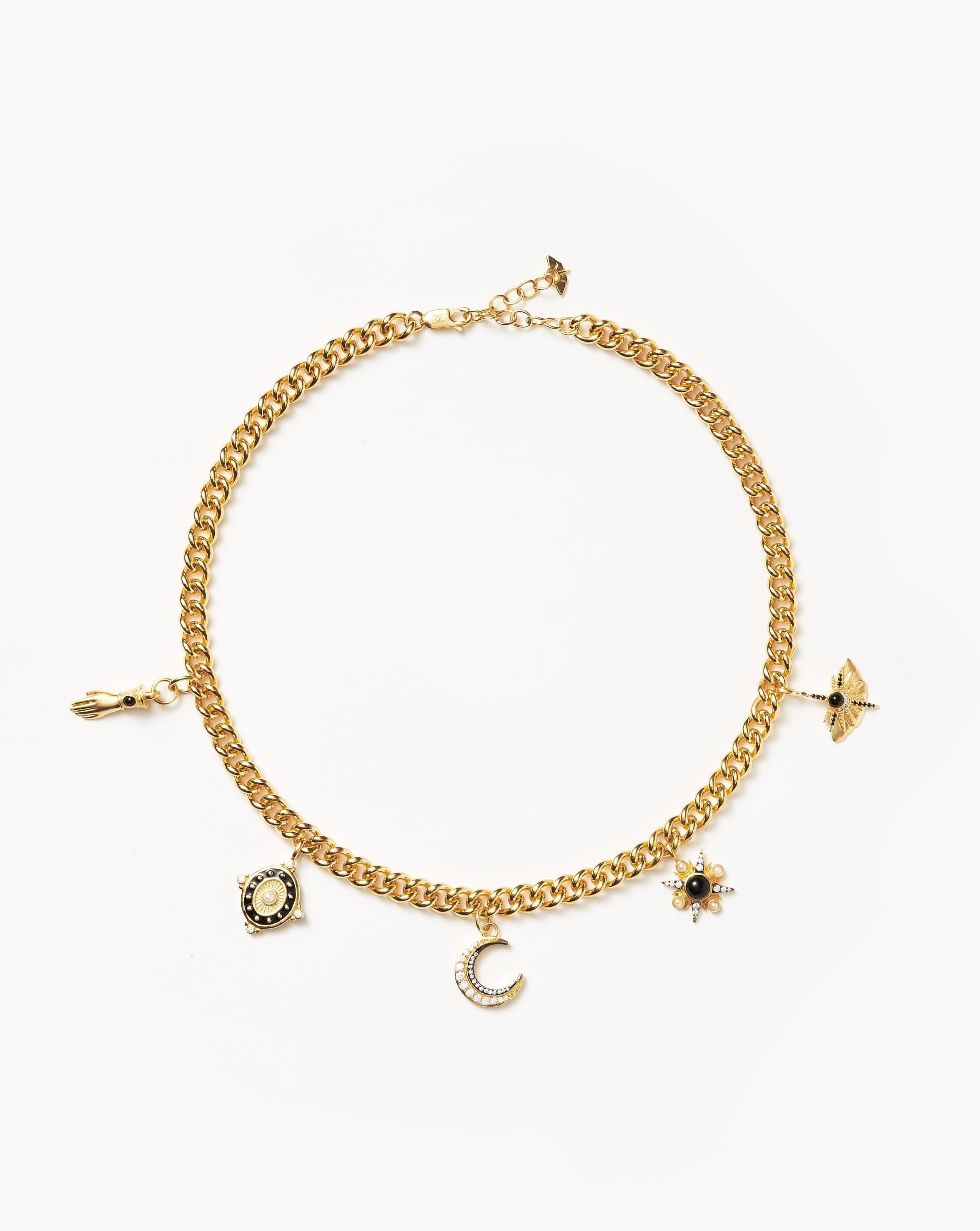 Harris Reed Symbols of Change Charm Choker | 18ct Gold Plated/Pearl & Onyx & Rainbow Moonstone Necklaces Missoma 