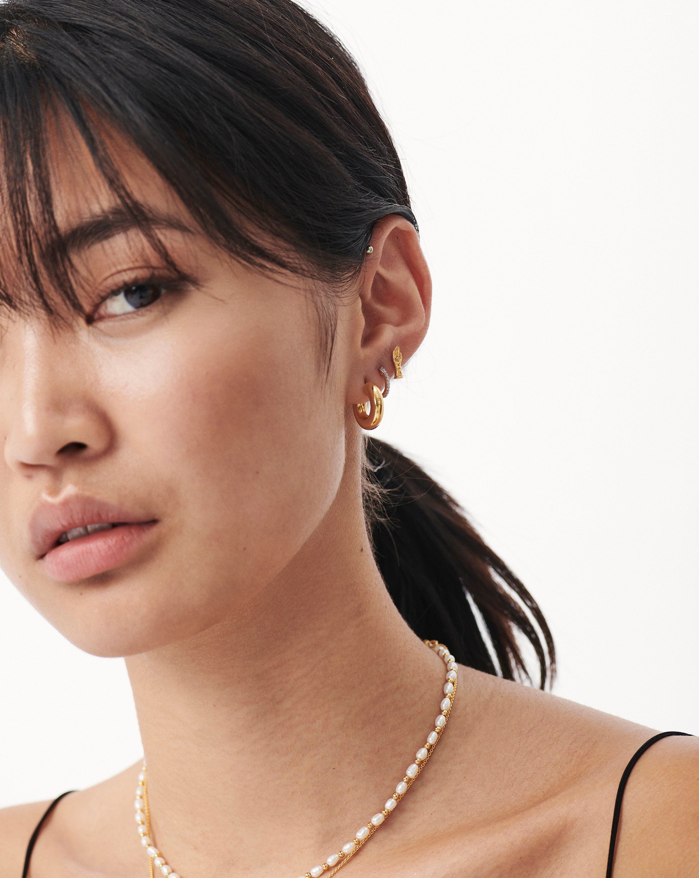 Harris Reed Take the Hand Single Stud Earring | 18ct Gold Plated Vermeil/Cubic Zirconia Earrings Missoma 