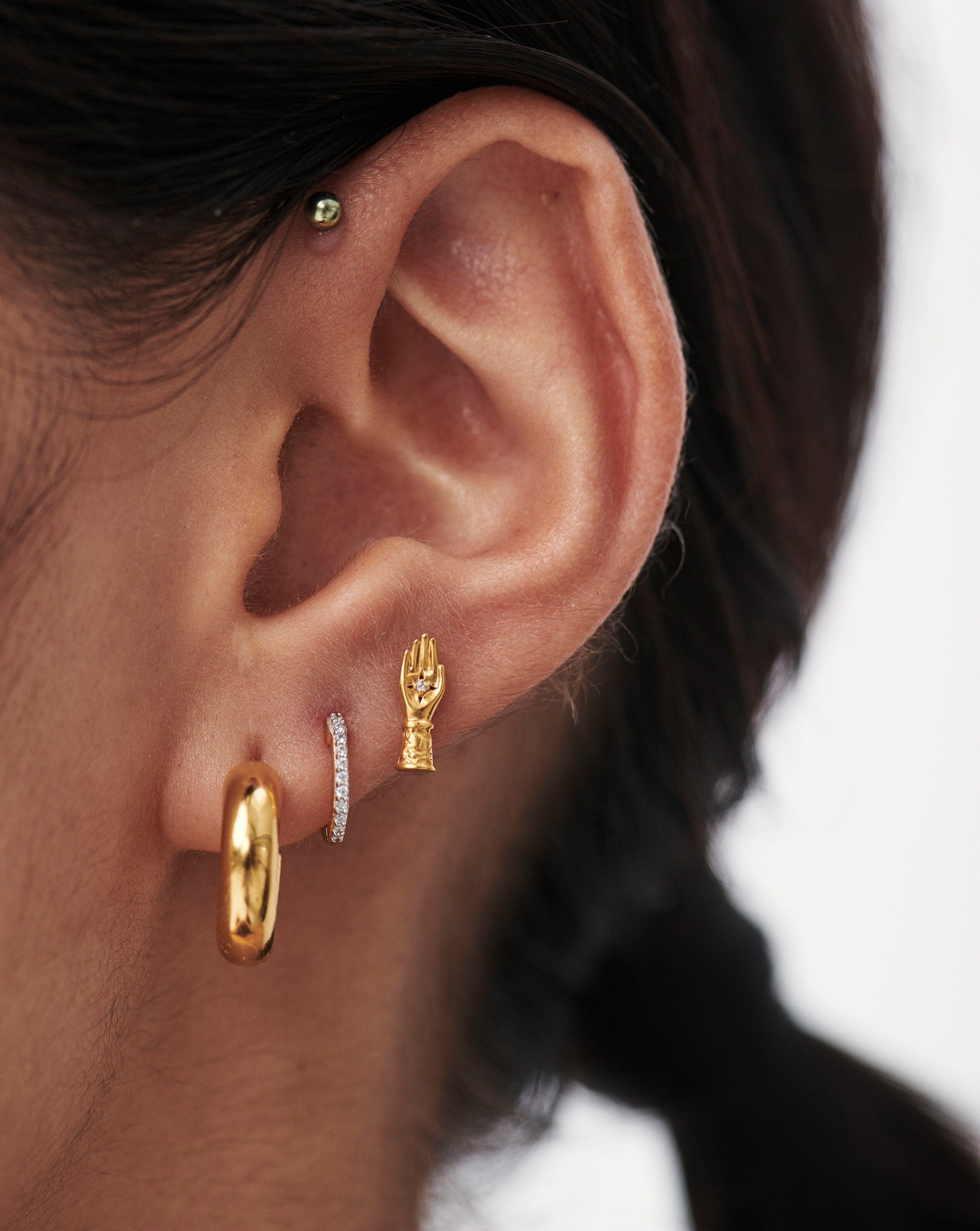 Harris Reed Take the Hand Single Stud Earring | 18ct Gold Plated Vermeil/Cubic Zirconia Earrings Missoma 