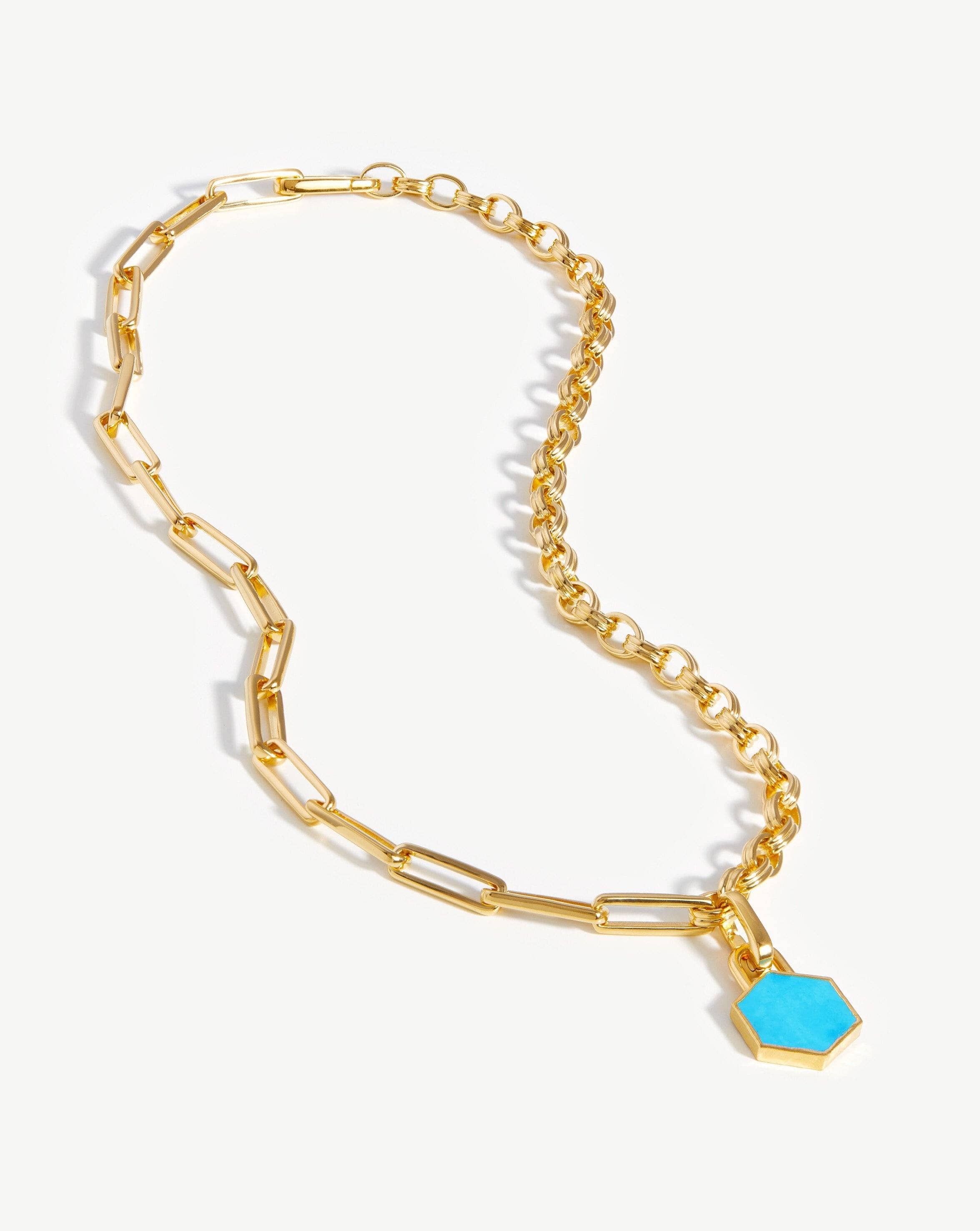 Hex Chain Necklace | 18ct Gold Plated/Turquoise Necklaces Missoma 