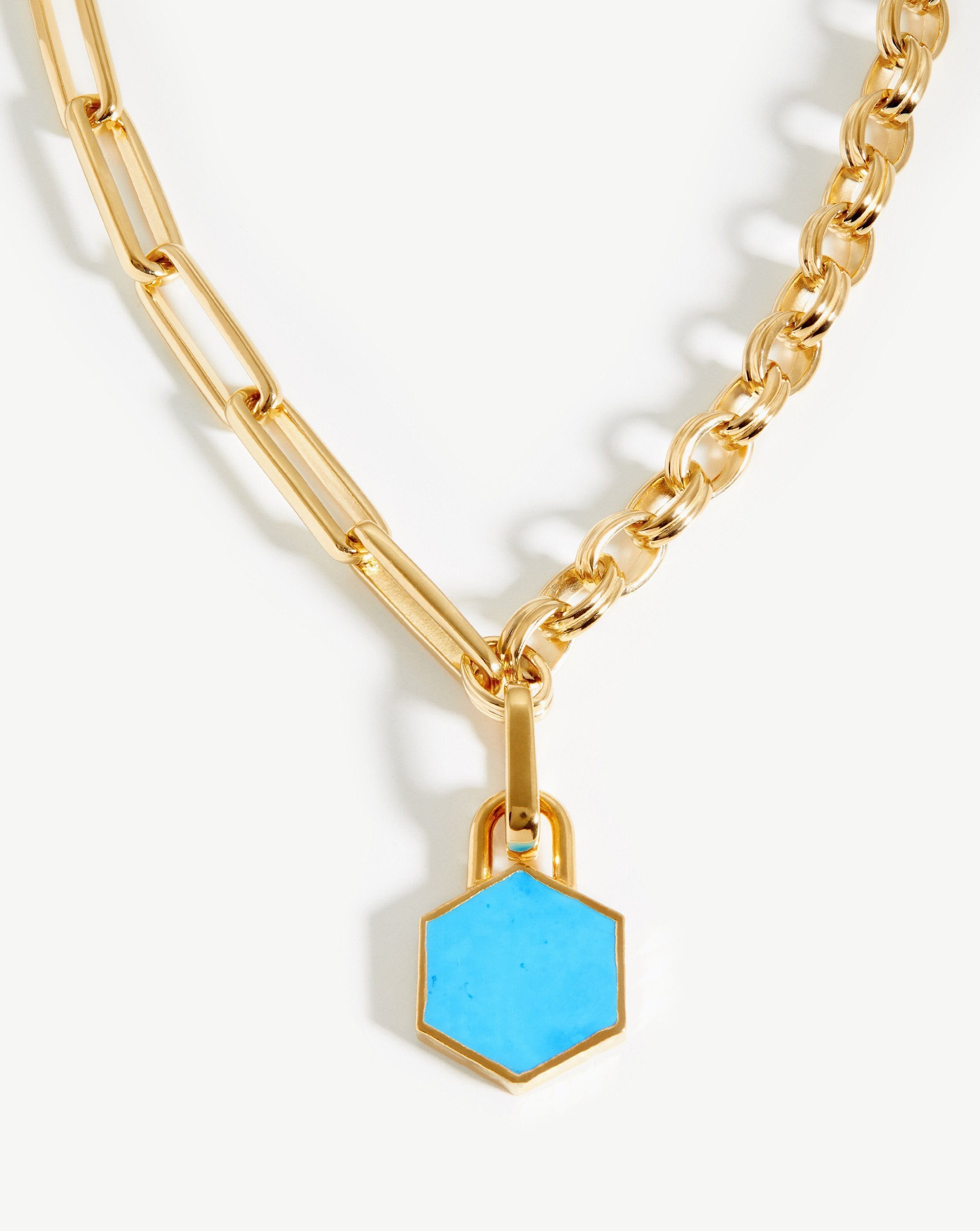 Hex Chain Necklace | 18ct Gold Plated/Turquoise Necklaces Missoma 