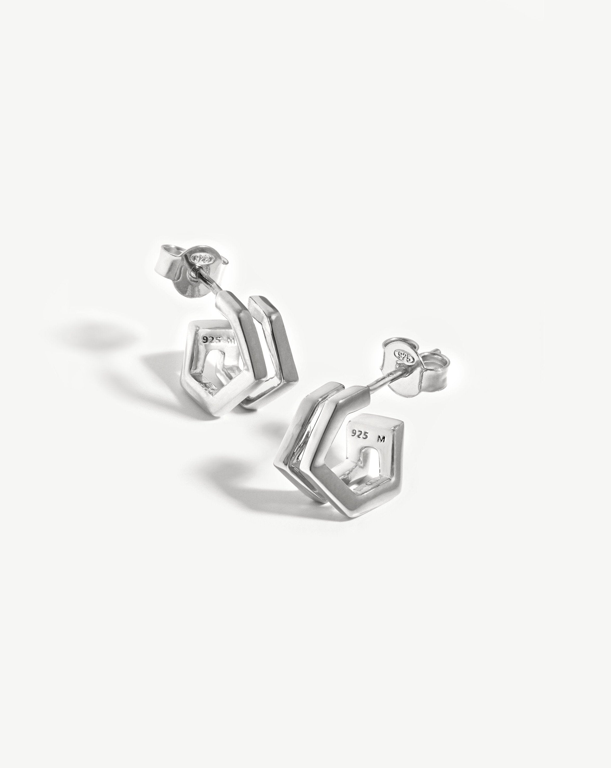 Hex Double Huggies | Sterling Silver Earrings Missoma 