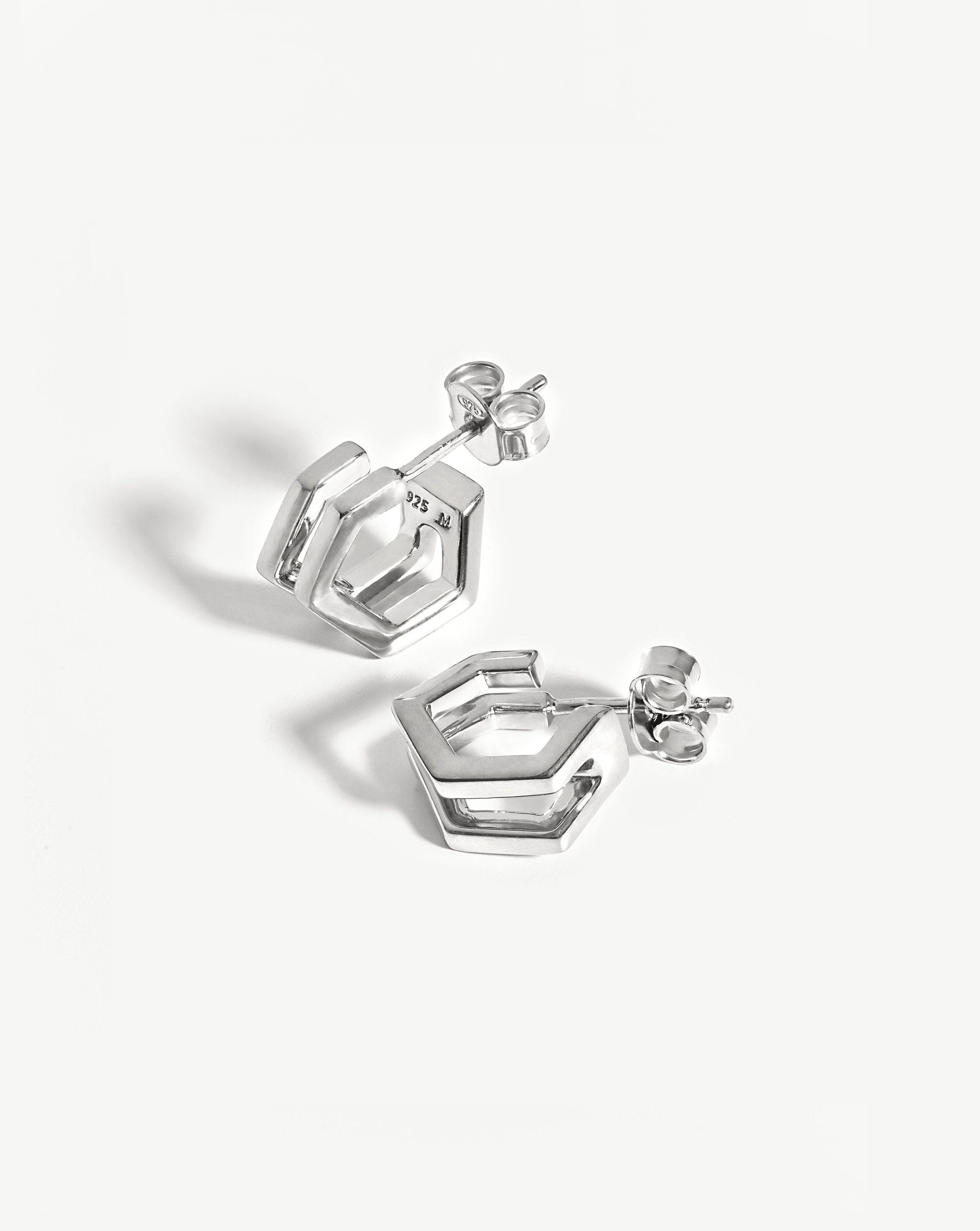 Hex Double Huggies | Sterling Silver Earrings Missoma 