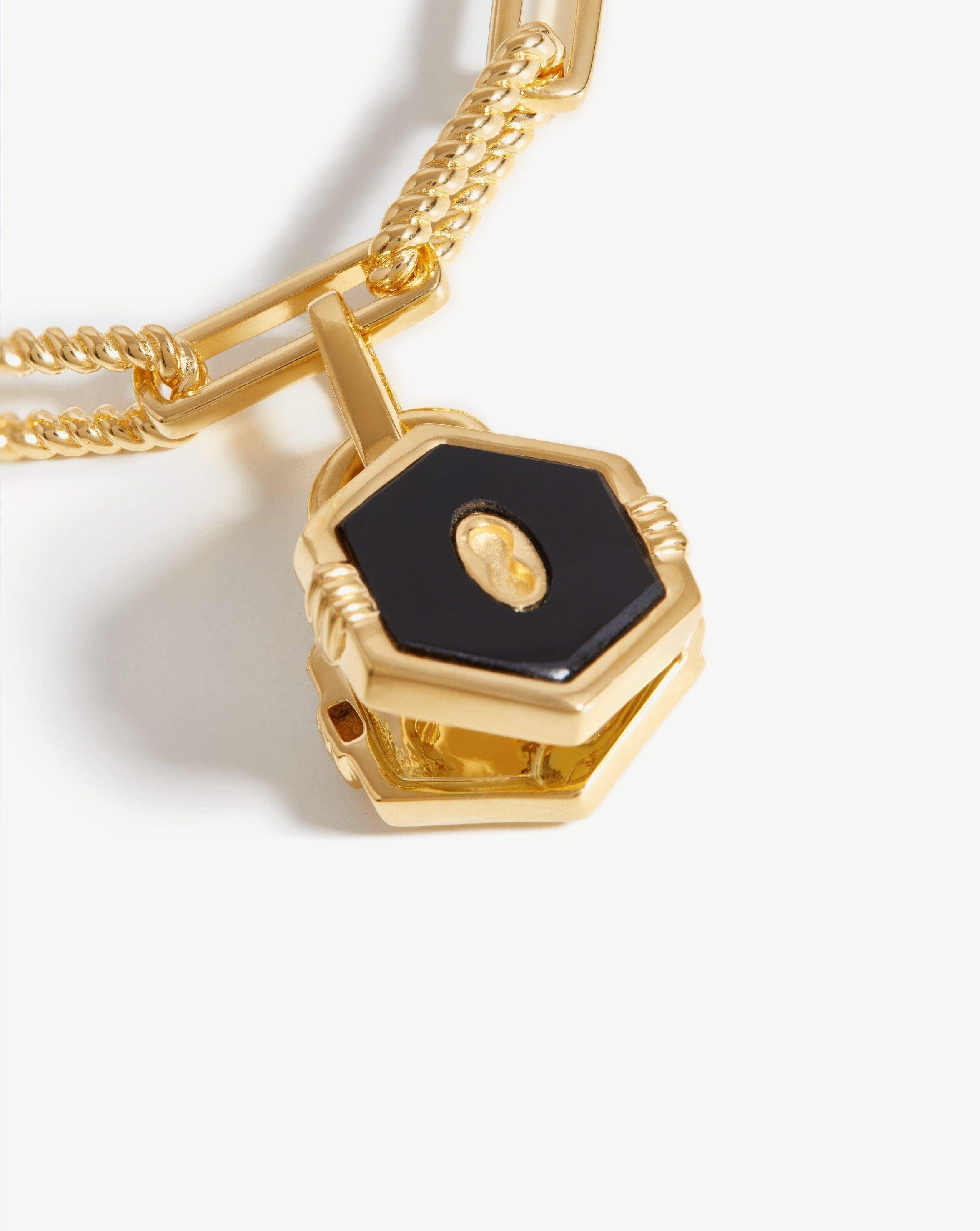 Hex Padlock Chain Necklace | 18ct Gold Plated/Black Onyx Necklaces Missoma 