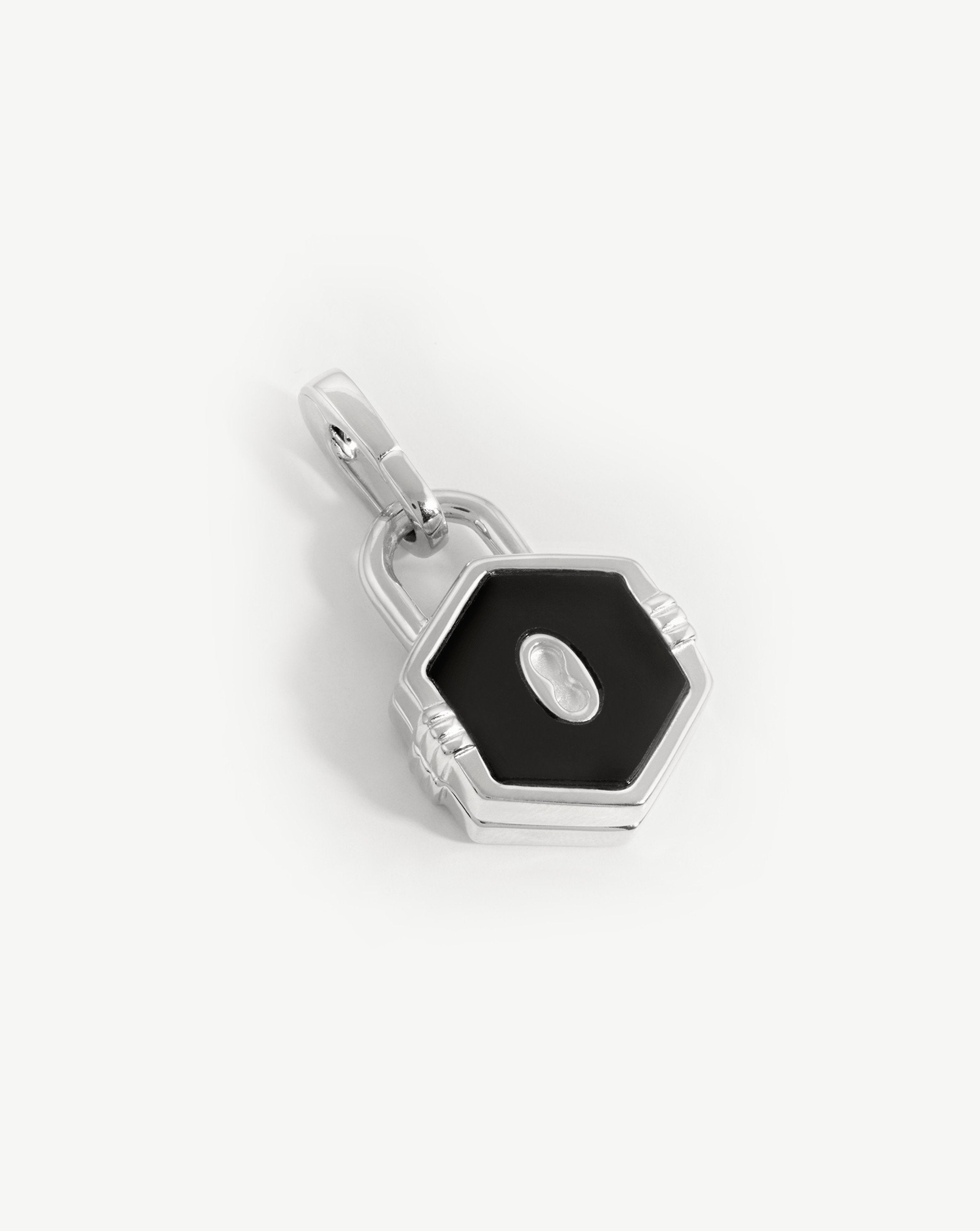 Hex Padlock Locket Clip-On Pendant Charms & Pendants Missoma Silver Plated/Black Onyx 