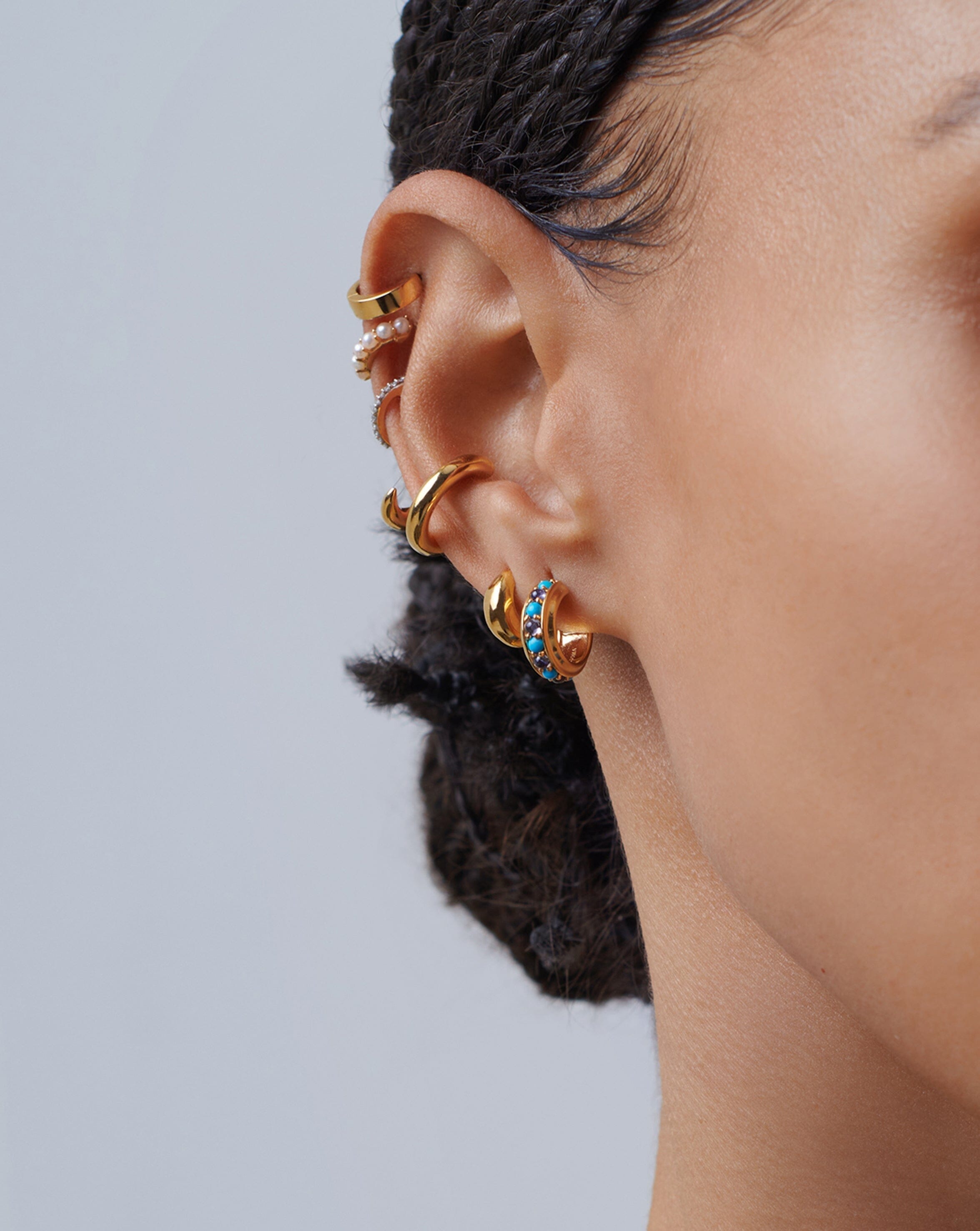 Turquoise stone on sale hoop earrings