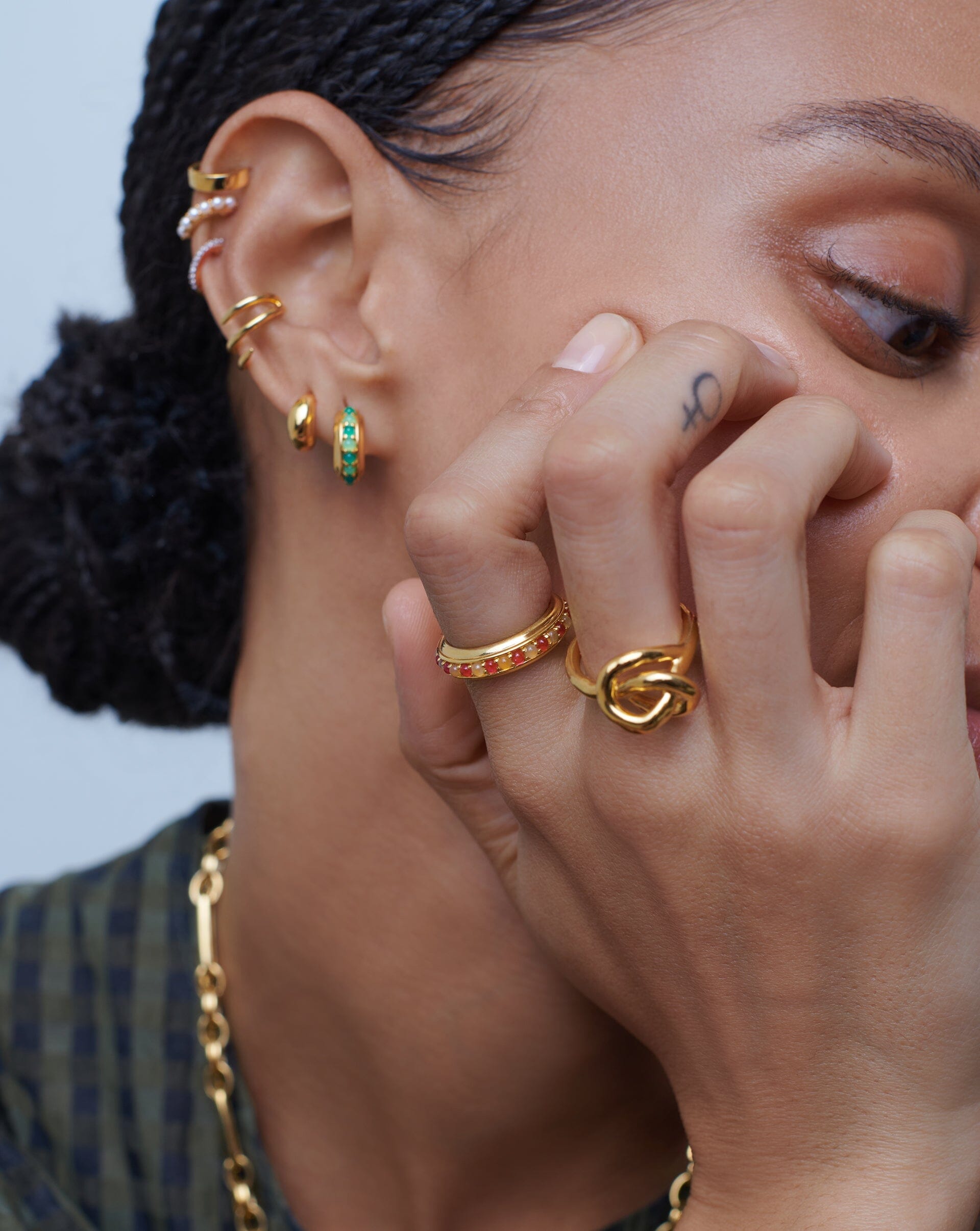 Hot Rox Gemstone Stacking Ring | 18ct Gold Plated Vermeil/Pink Quartz & Peach Chalcedony Rings Missoma 