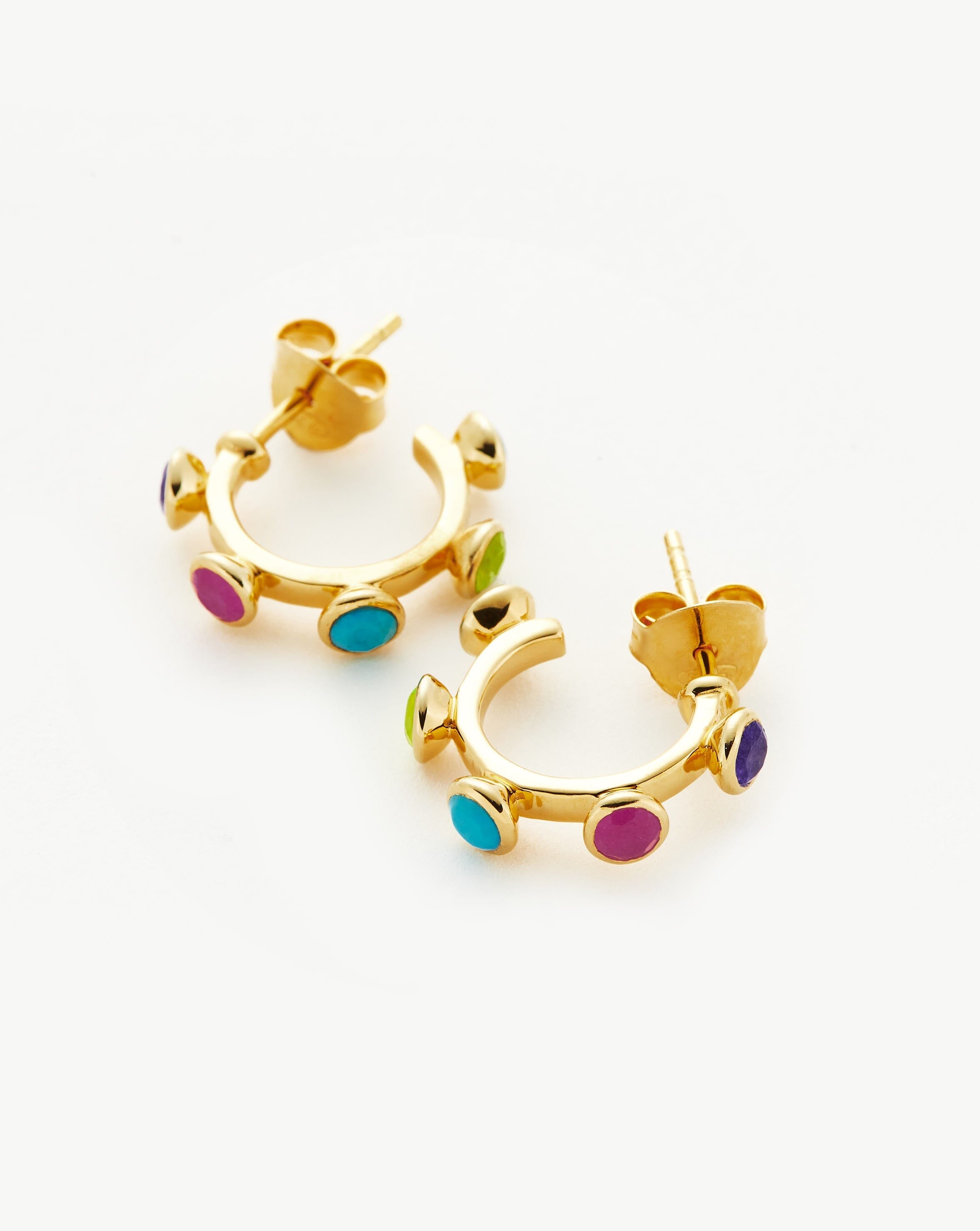 Hot Rox Multi Gemstone Mini Hoop Earrings Earrings Missoma 