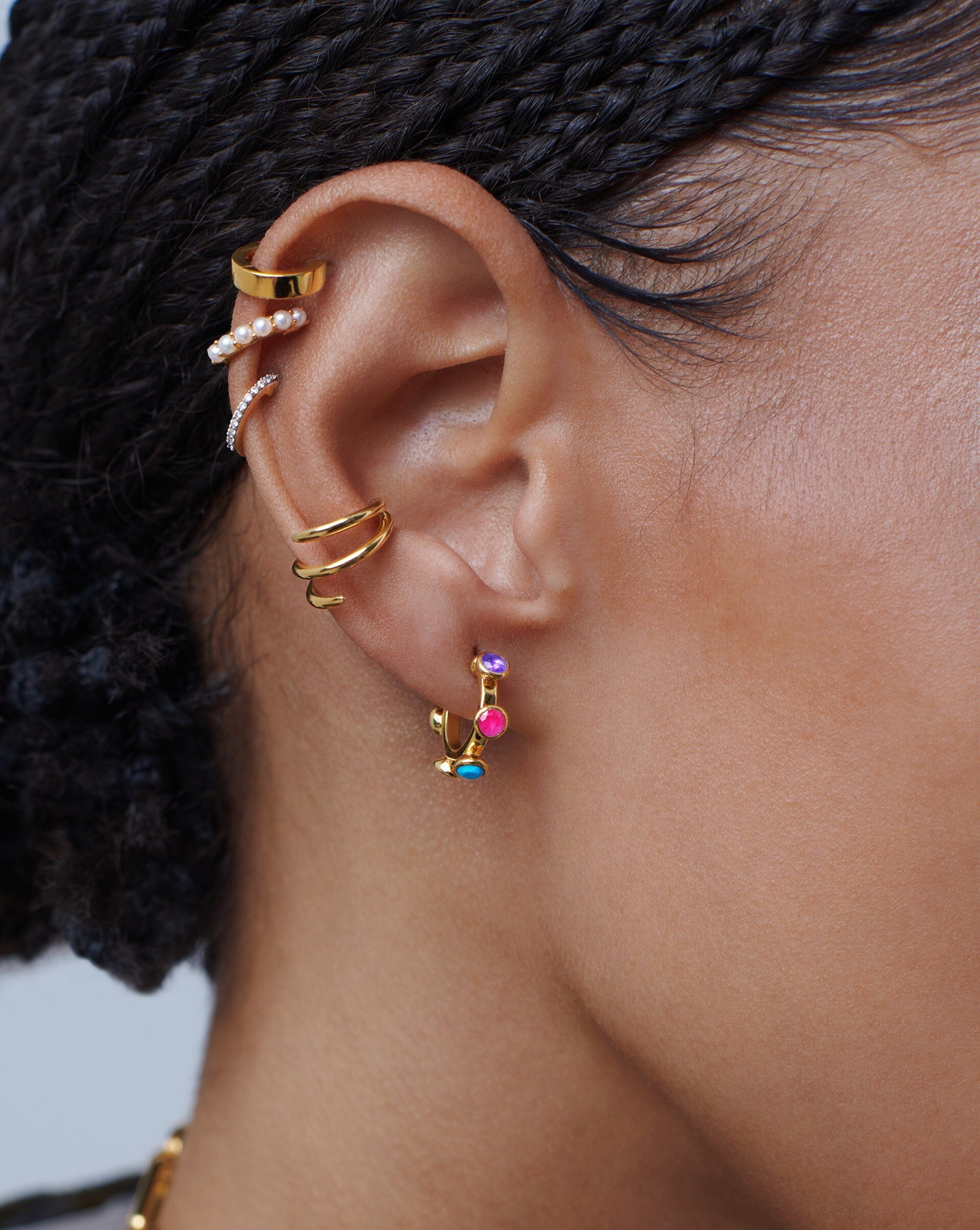 Hot Rox Multi Gemstone Mini Hoop Earrings Missoma