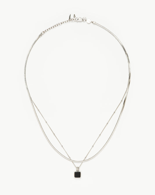 Iconic Lucy Williams Black Onyx Necklace Set Layering Sets Missoma Sterling Silver/Black Onyx 