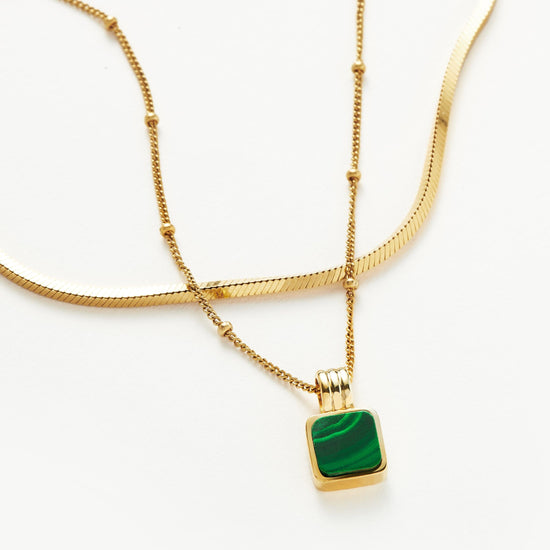 Iconic Lucy Williams Malachite Necklace Set | 18ct Gold Plated Vermeil/Malachite Necklaces Missoma 