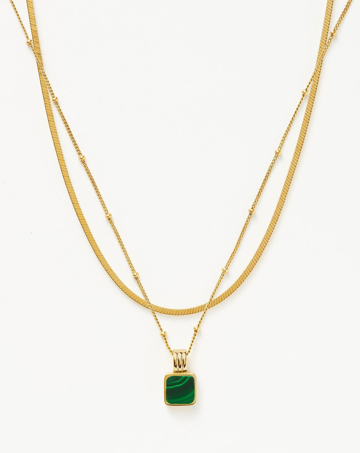 Signature Gemstone Necklace Set 18ct Vermeil Malachite