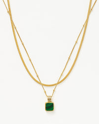 Iconic Lucy Williams Malachite Necklace Set | 18ct Gold Plated Vermeil/Malachite Necklaces Missoma 
