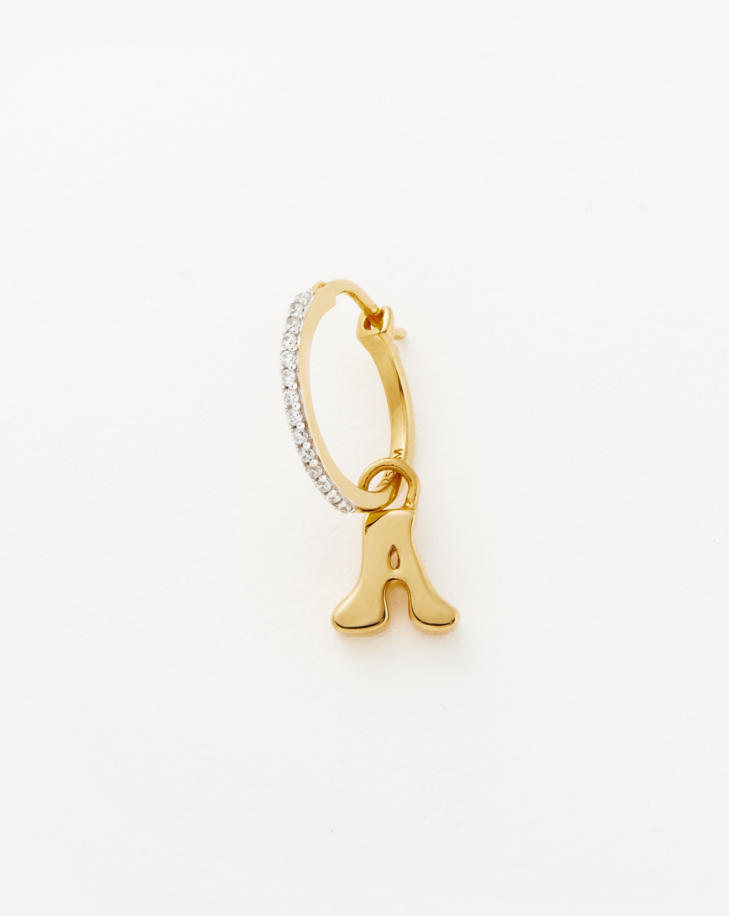 Initial Single Charm Hoop Earring - Initial A | 18ct Gold Plated Vermeil Earrings Missoma 