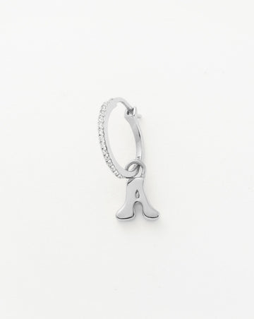 Initial Single Charm Hoop Earring - Initial A | Sterling Silver Earrings Missoma 