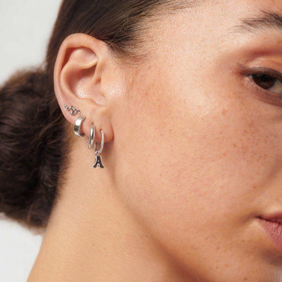 Initial Single Charm Hoop Earring - Initial A | Sterling Silver Earrings Missoma 