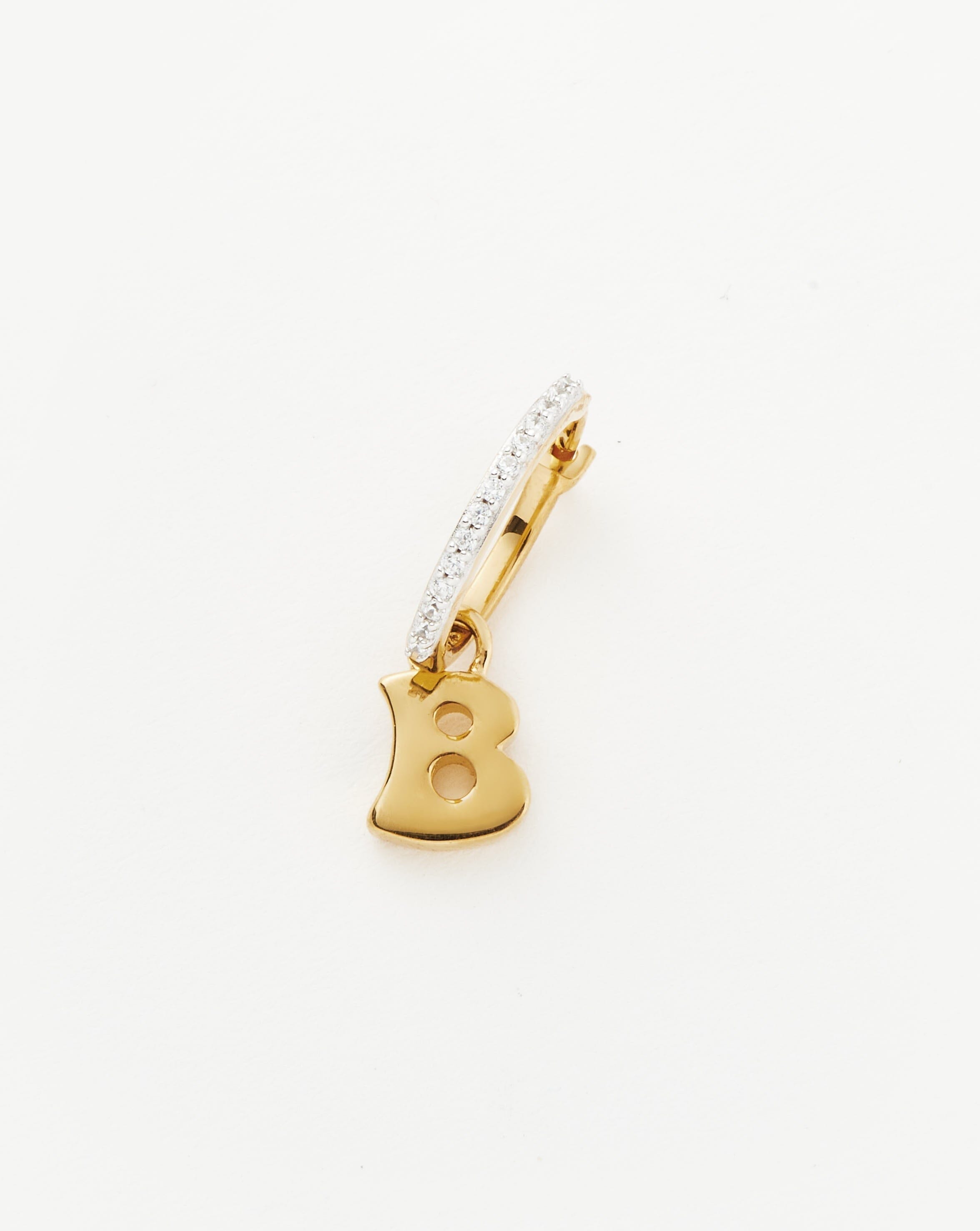 Initial Single Charm Hoop Earring - Initial B | 18ct Gold Plated Vermeil Earrings Missoma 
