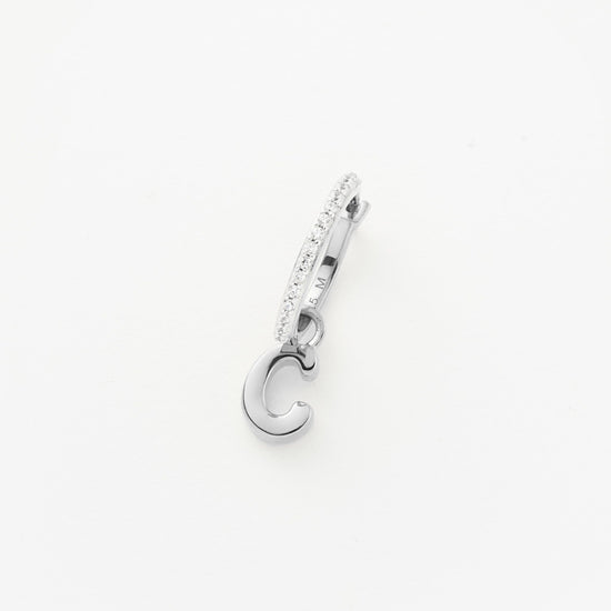 Initial Single Charm Hoop Earring - Initial C | Sterling Silver Earrings Missoma 