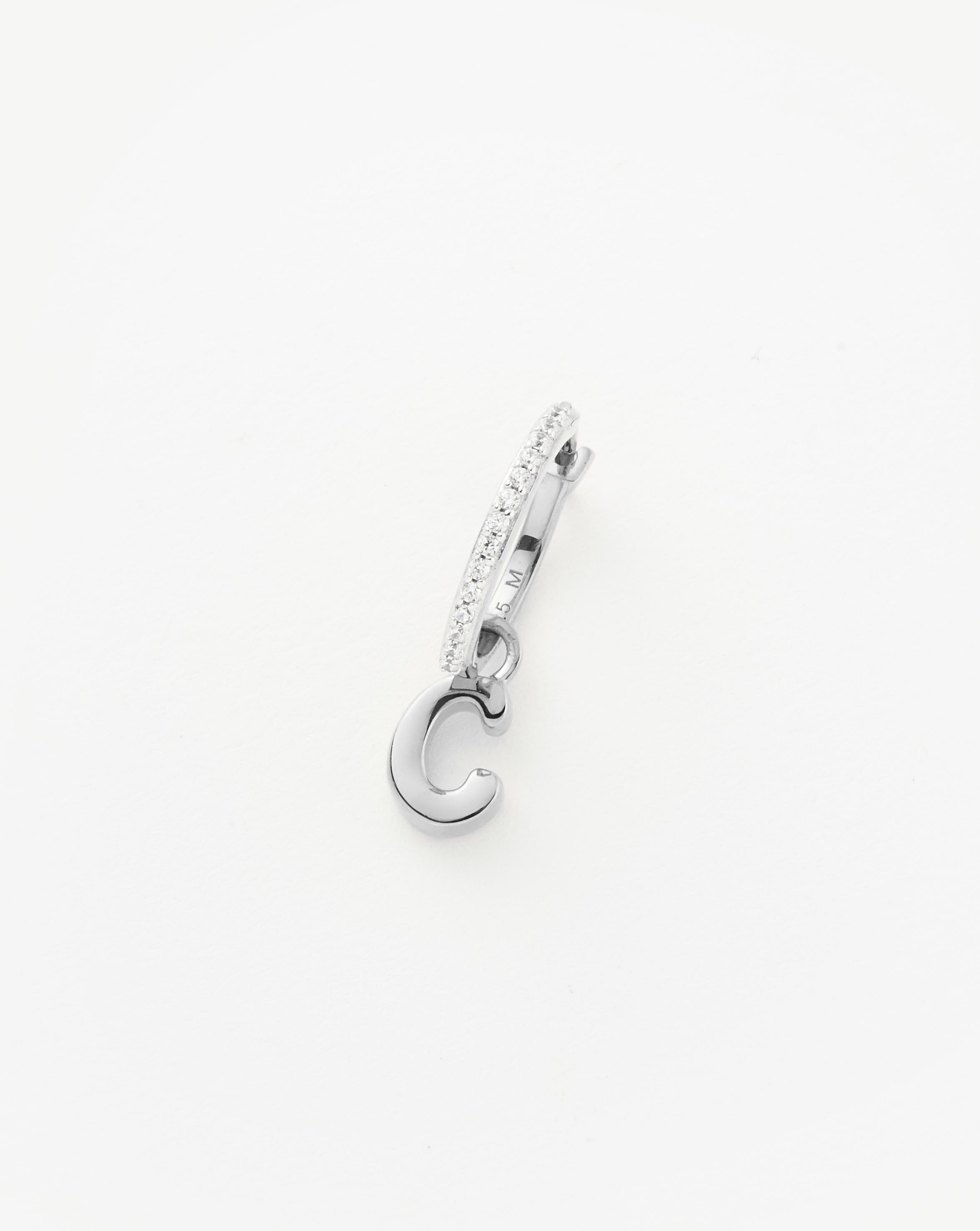 Initial Single Charm Hoop Earring - Initial C | Sterling Silver Earrings Missoma 