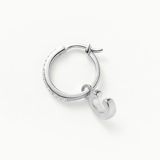Initial Single Charm Hoop Earring - Initial C | Sterling Silver Earrings Missoma 