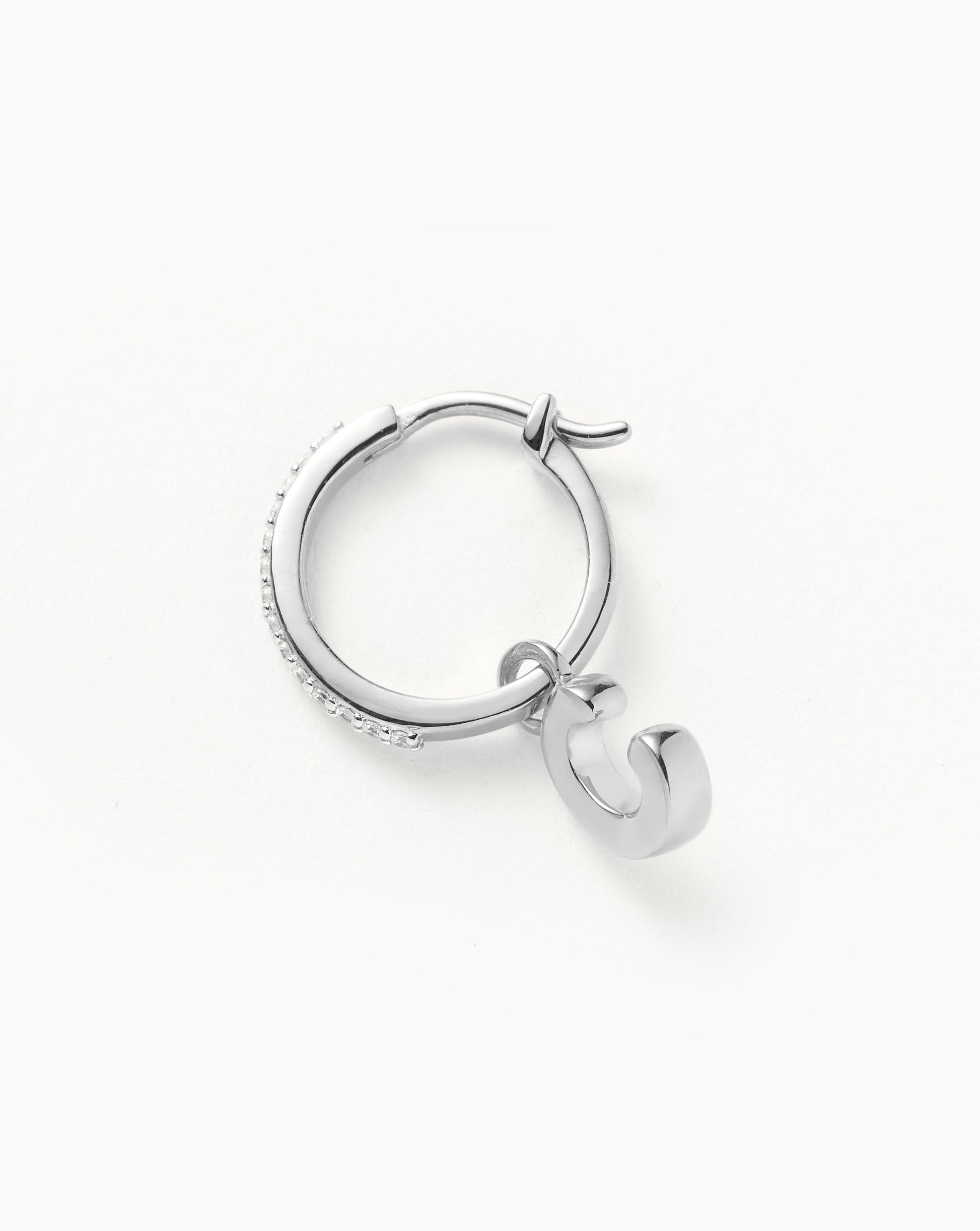Initial Single Charm Hoop Earring - Initial C | Sterling Silver Earrings Missoma 