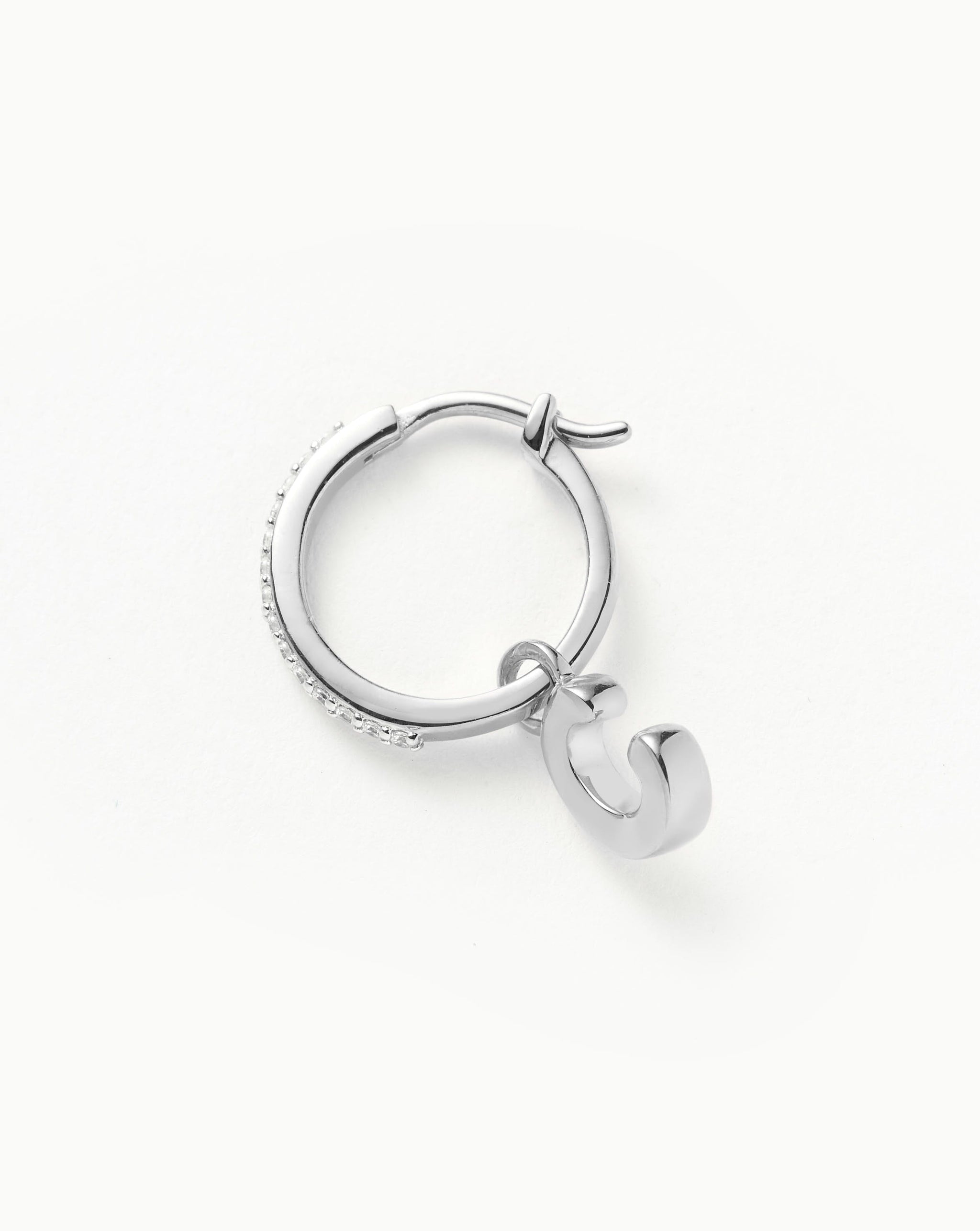 Initial Single Charm Hoop Earring - Initial C | Sterling Silver Earrings Missoma 