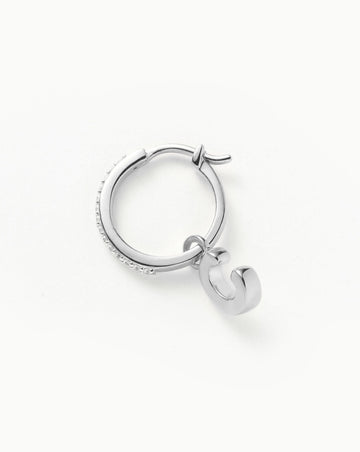 Initial Single Charm Hoop Earring - Initial C | Sterling Silver Earrings Missoma 