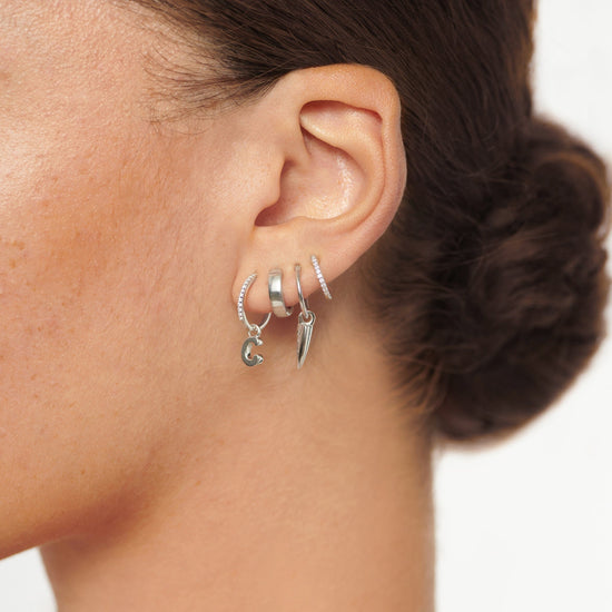Initial Single Charm Hoop Earring - Initial C | Sterling Silver Earrings Missoma 