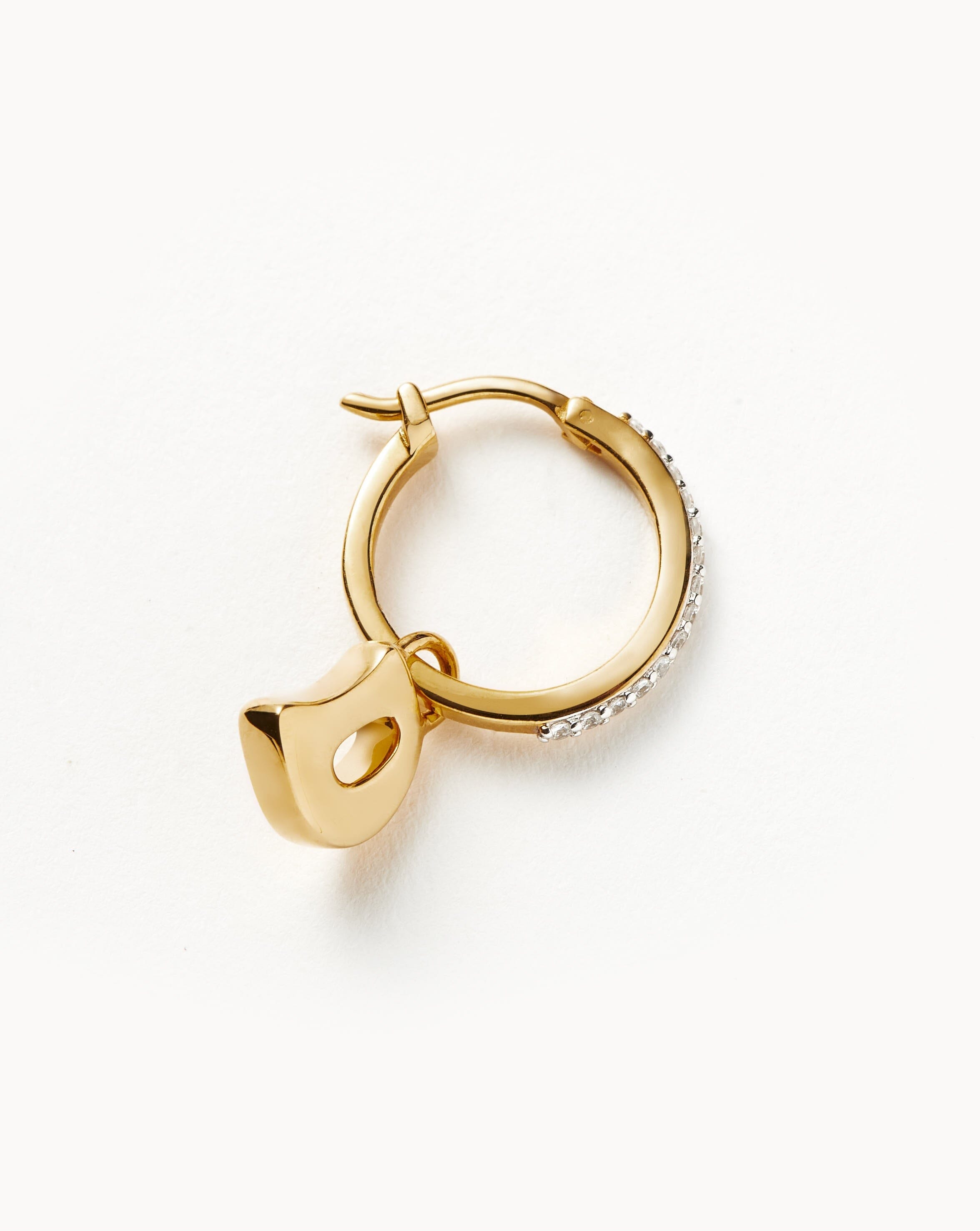 Initial Single Charm Hoop Earring - Initial D | 18ct Gold Plated Vermeil Earrings Missoma 