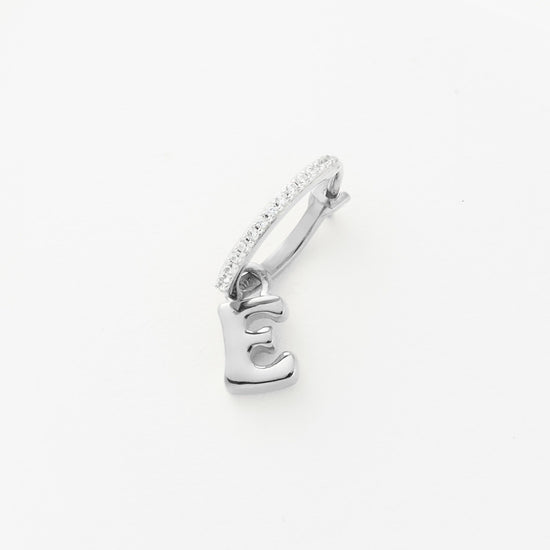 Initial Single Charm Hoop Earring - Initial E | Sterling Silver Earrings Missoma 
