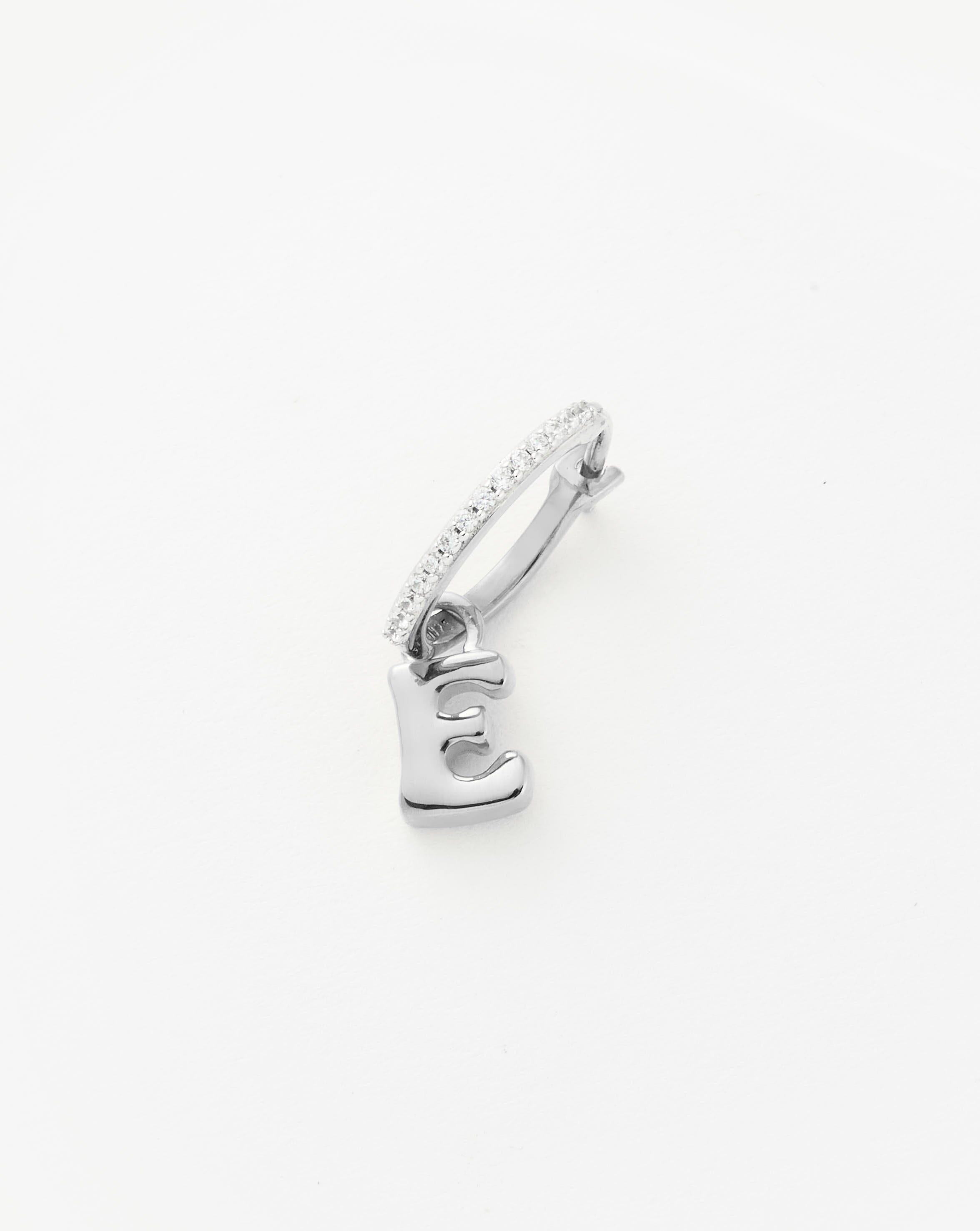 Initial Single Charm Hoop Earring - Initial E | Sterling Silver Earrings Missoma 